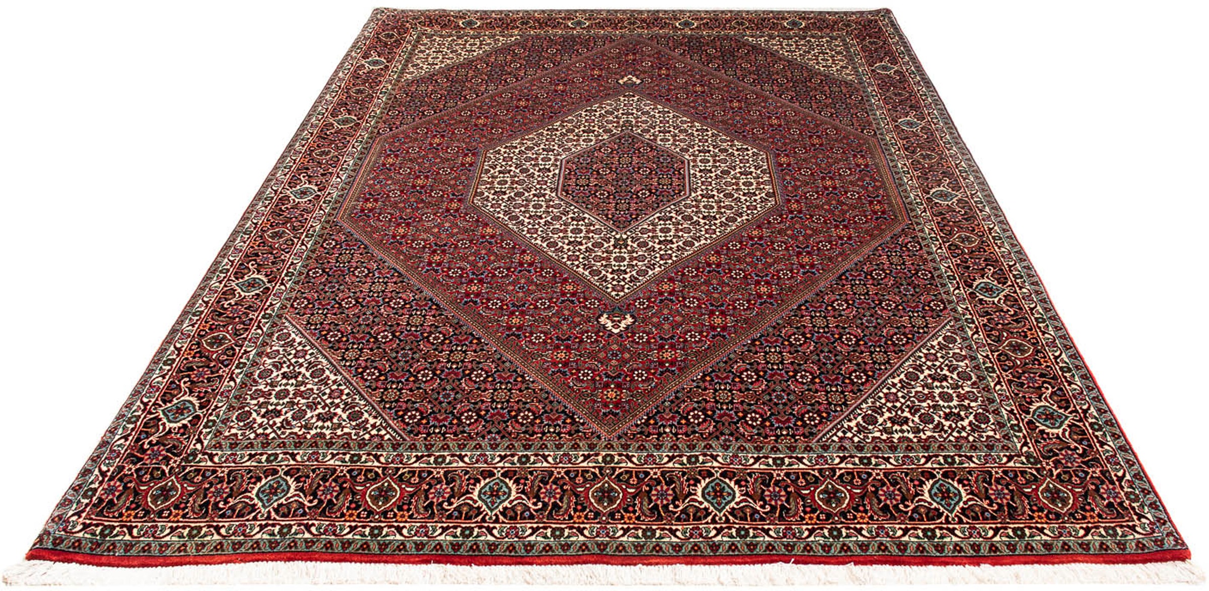 Image of morgenland Orientteppich »Perser - Bidjar - 251 x 176 cm - dunkelrot«, rechteckig, 15 mm Höhe, Wohnzimmer, Handgeknüpft, Einzelstück mit Zertifikat bei Ackermann Versand Schweiz