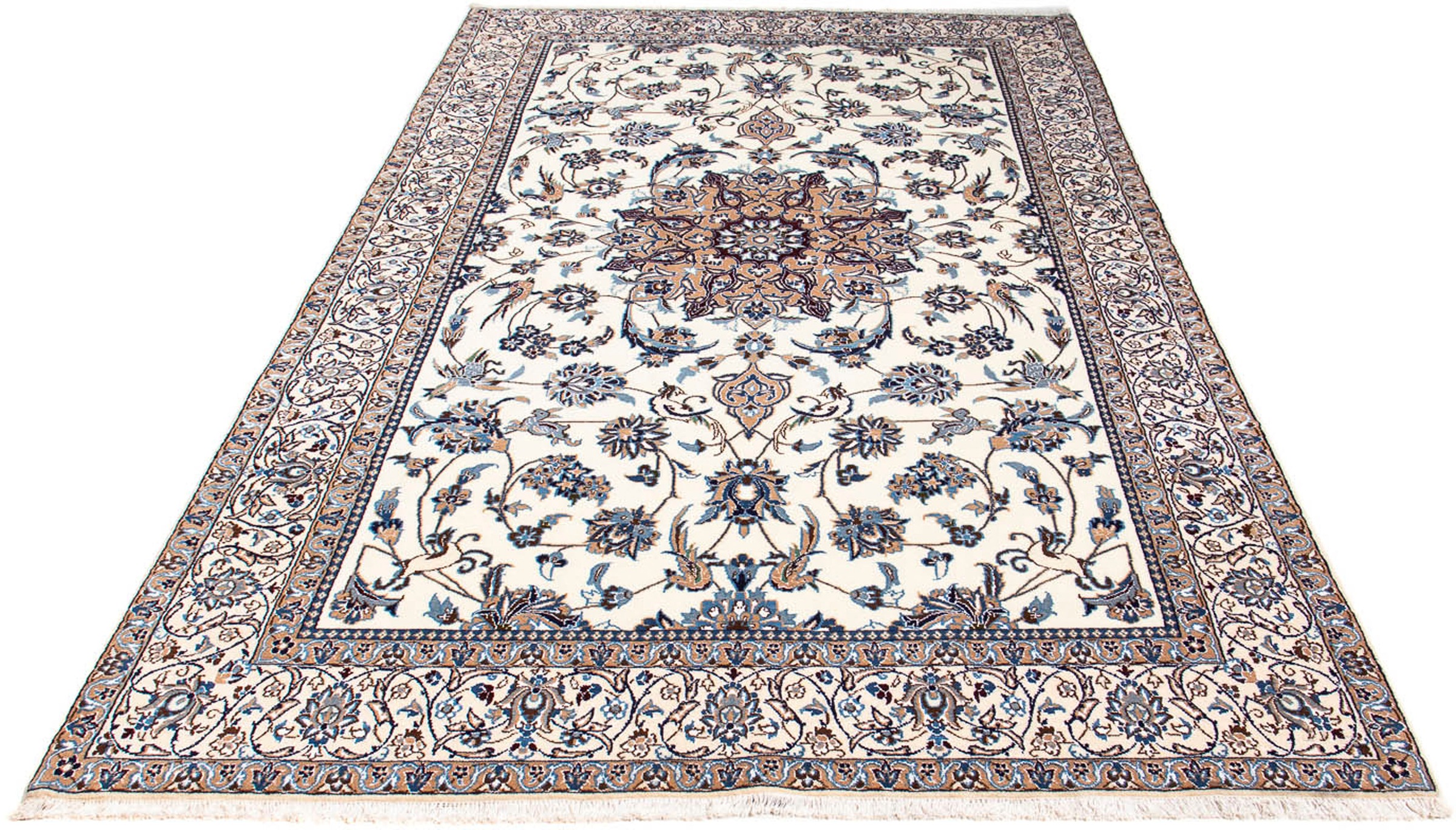 Image of morgenland Orientteppich »Perser - Nain - Royal - 261 x 155 cm - beige«, rechteckig, 10 mm Höhe, Wohnzimmer, Handgeknüpft, Einzelstück mit Zertifikat bei Ackermann Versand Schweiz