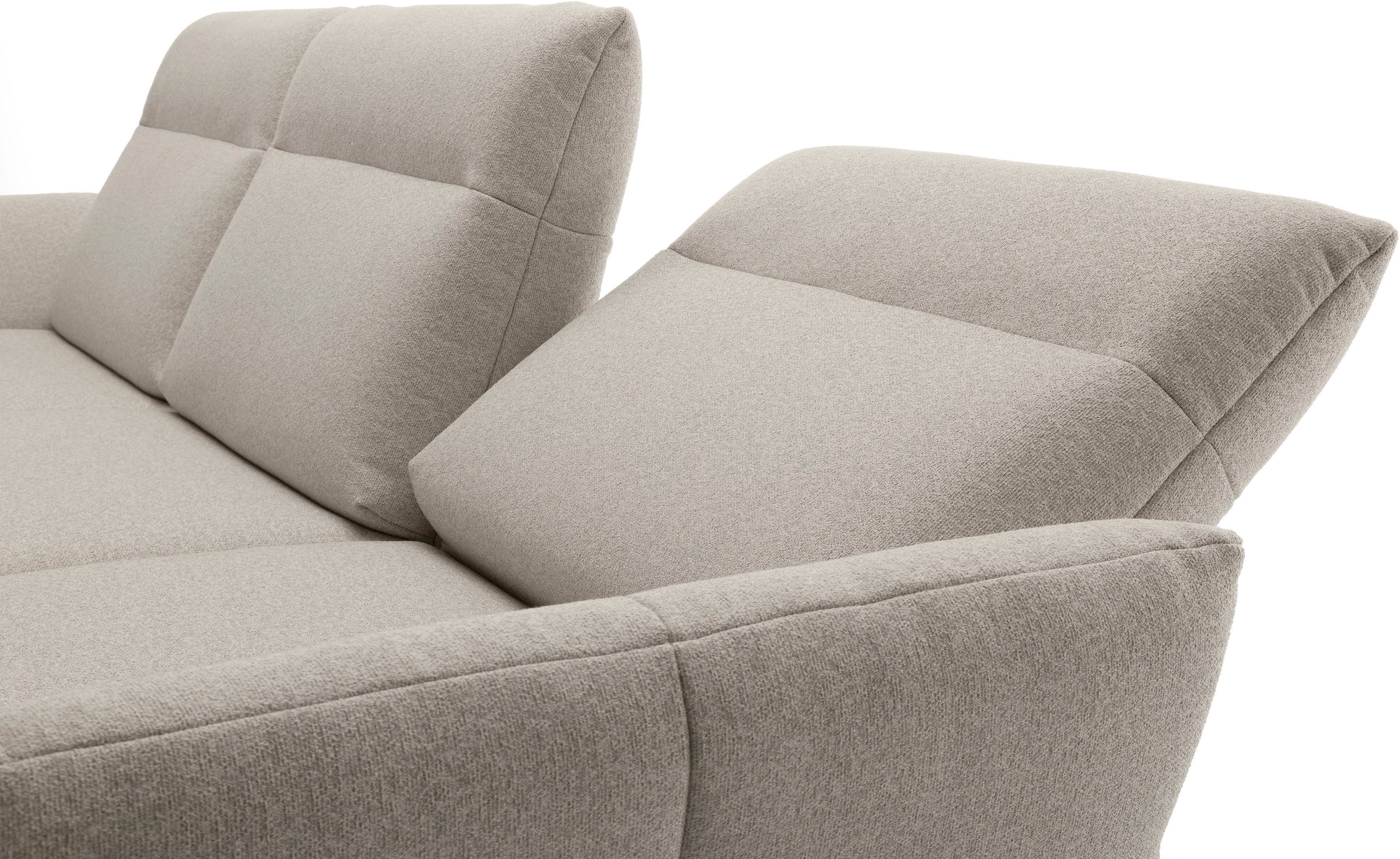Creation BY ROLF BENZ Canapé d'angle »CR.460 Design-Sofa der Extraklasse, verstellbare Rückenlehne, L-Form« socle en noyer, pieds d'angle en gris ombre, largeur 318 cm