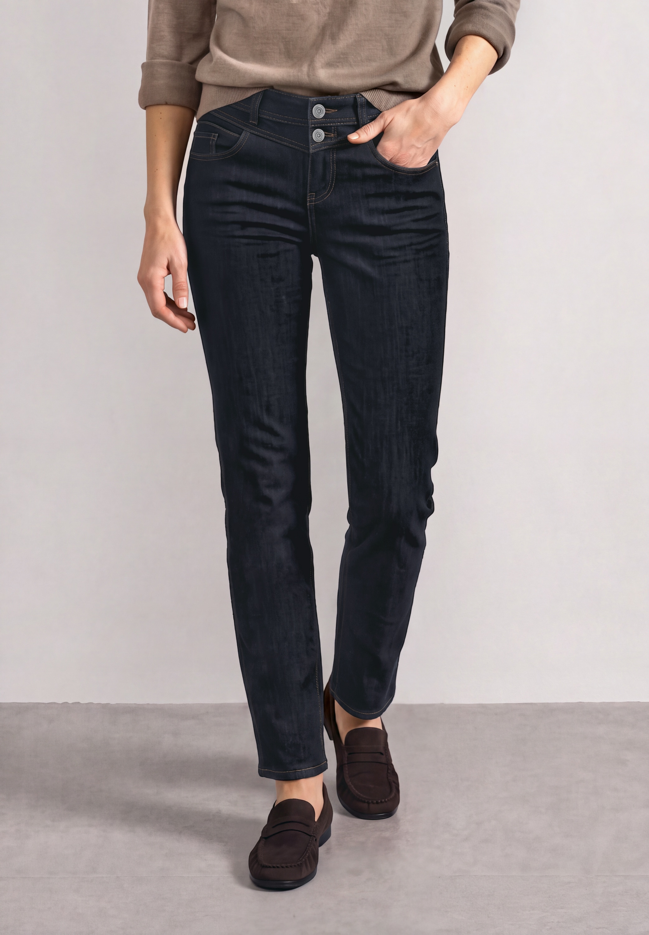 Image of STREET ONE Slim-fit-Jeans "Style Jane" Denim in Rinsed-Optik mit Stretch
