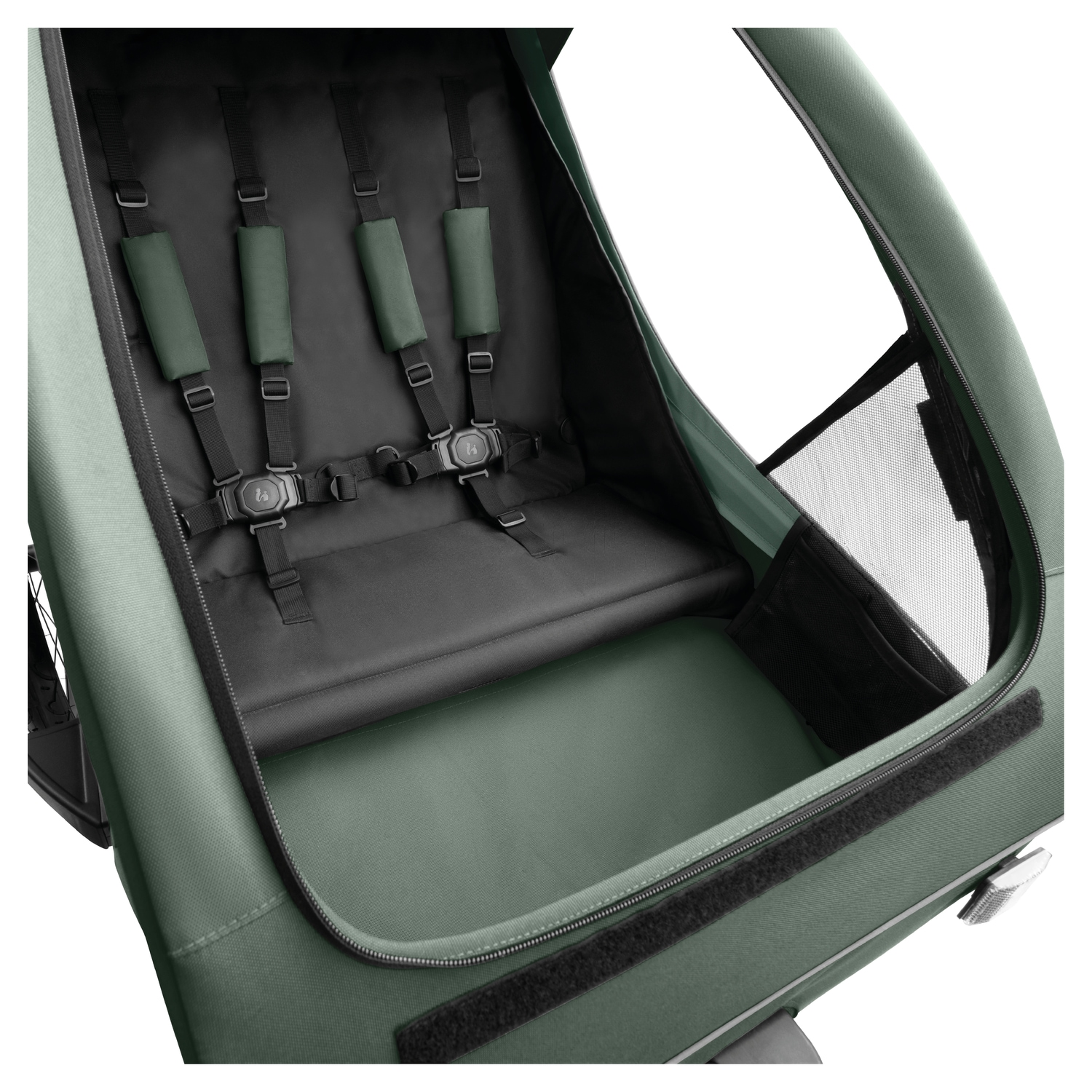 Hauck Fahrradkinderanhänger »2in1 Bike Trailer und Buggy Dryk Duo Plus, dark green« für 2 Kinder; inklusive Deichsel