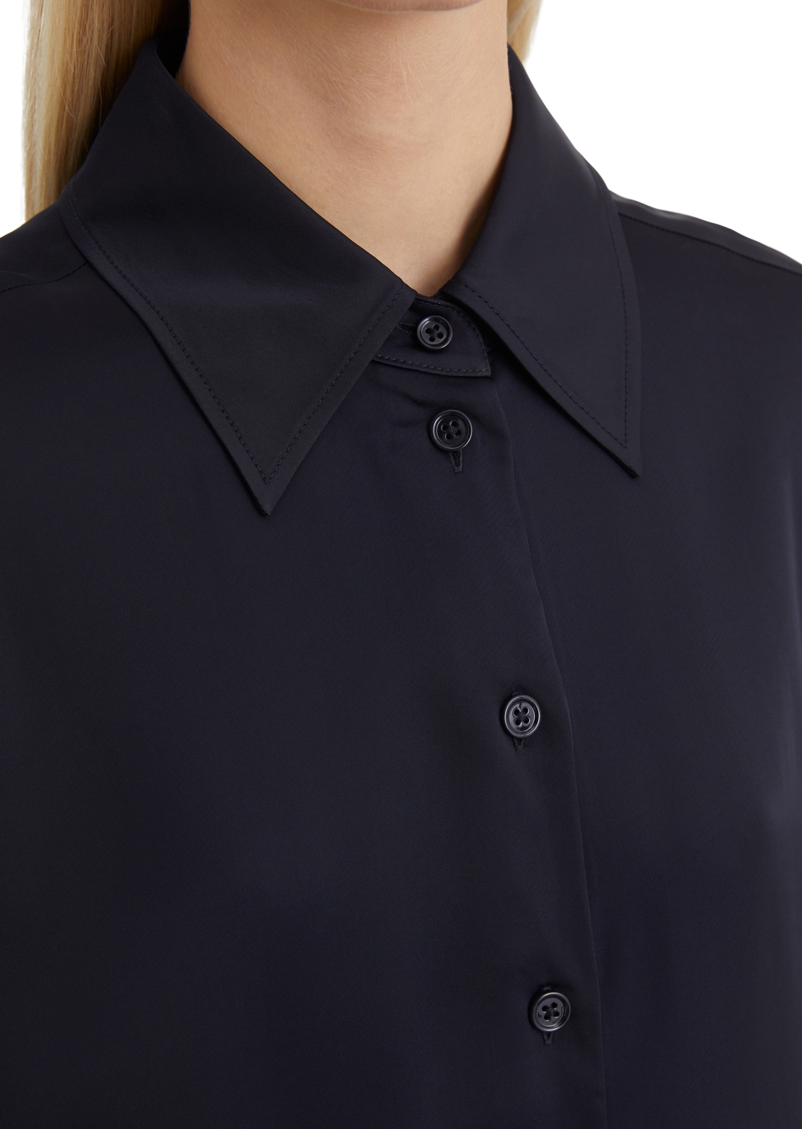 Marc O'Polo Hemdblusenkleid, abgerundete Saum mit verlängertem Rückenteil und hohe Schlitze