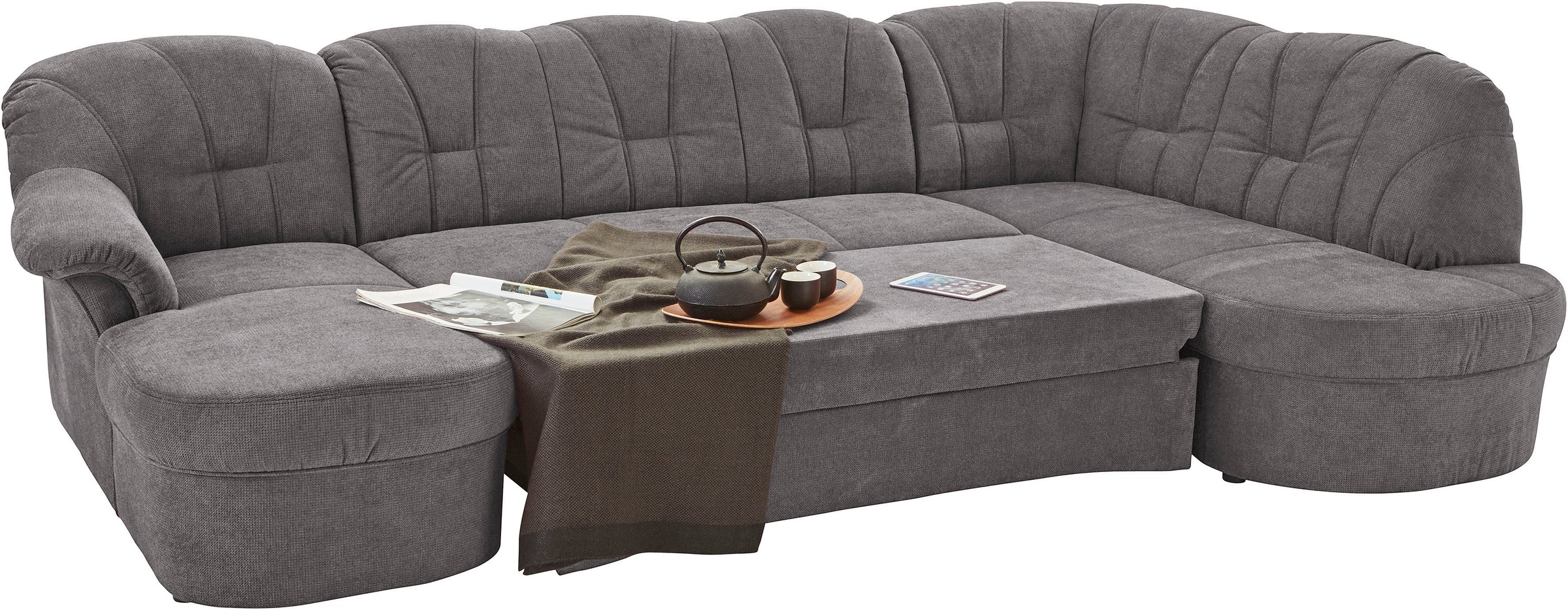 DOMO collection Wohnlandschaft »Papenburg U-Form«, in grosser Farbvielfalt, wahlweise Bettfunktion, frei im Raum stellbar