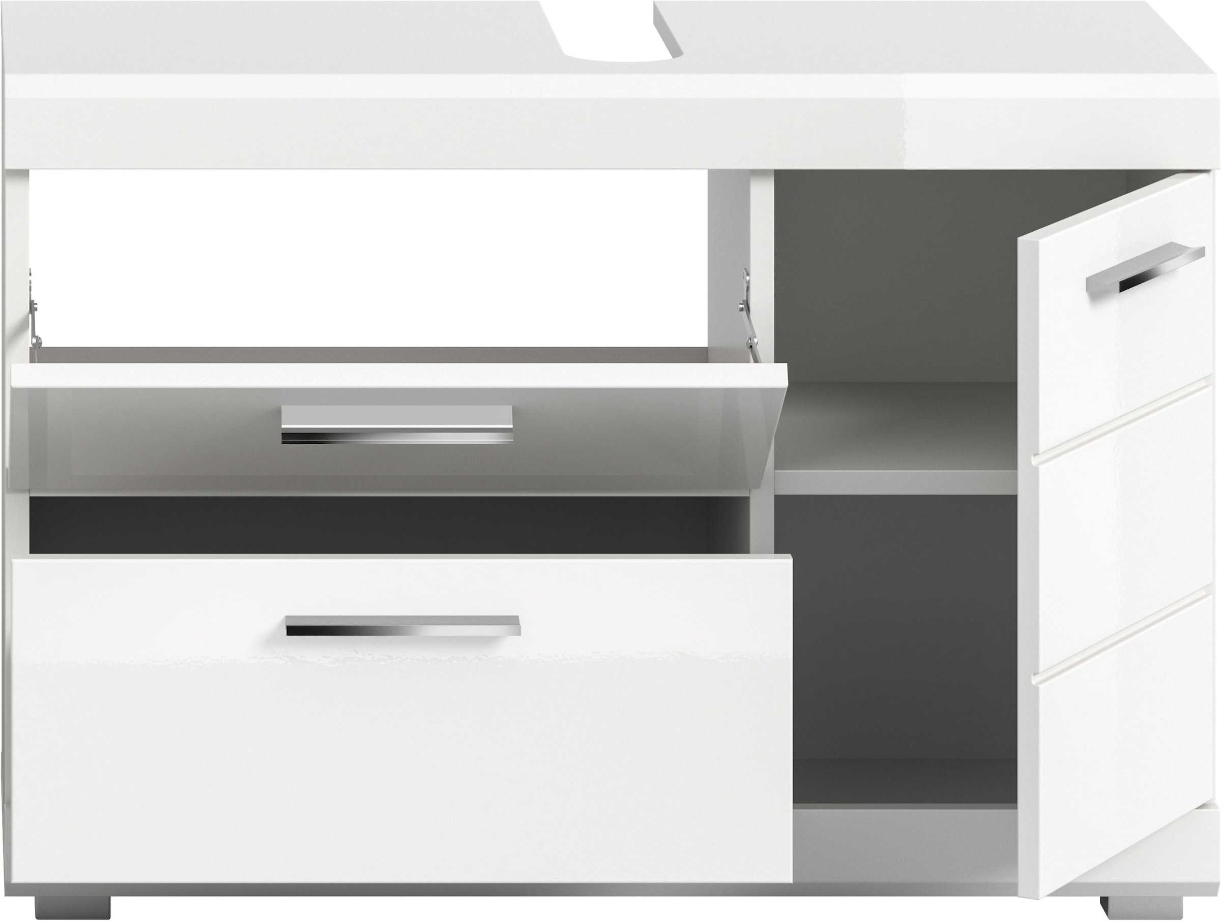 welltime Armoire sous lavabo »SIENA, Breite 80cm, 1 Tür, 1 Schubkasten, 1 Klappe, 2 Fächer,MDF-Front« WBU, meubles de salle de bain, armoire de salle de bain, commode, meuble bas, salle de bain, salle de bains