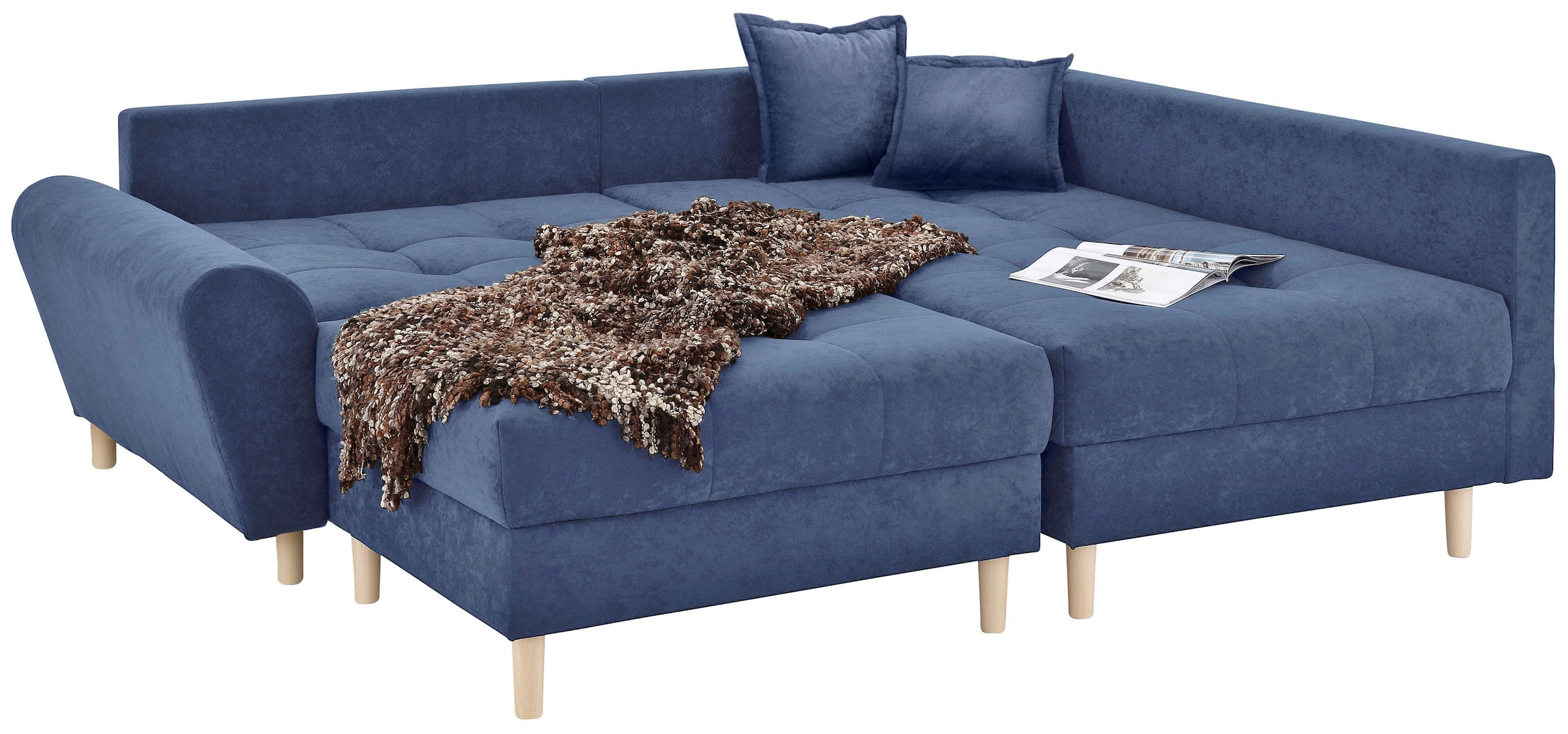 Home affaire Ecksofa »Rice L-Form, B: 223 cm - OTTO. Verlässliche Qualität.« Set: Sofa & Hocker, 3 Zierkissen, Federkern