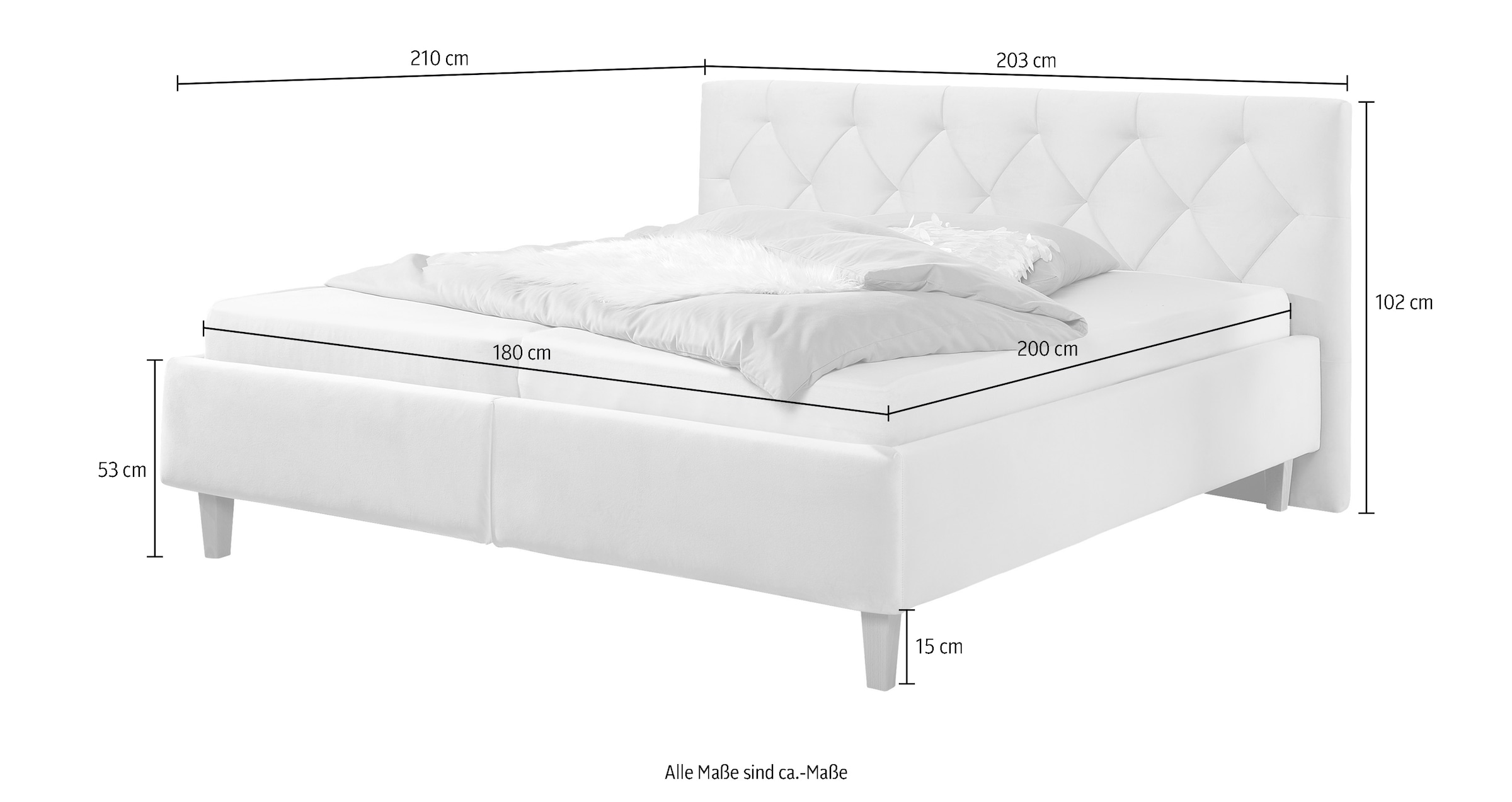 Home affaire Polsterbett »Sunley 100« Kreuzsteppung, Kopfteilhöhe 102 cm, ohne oder mit Matratze/Lattenrost