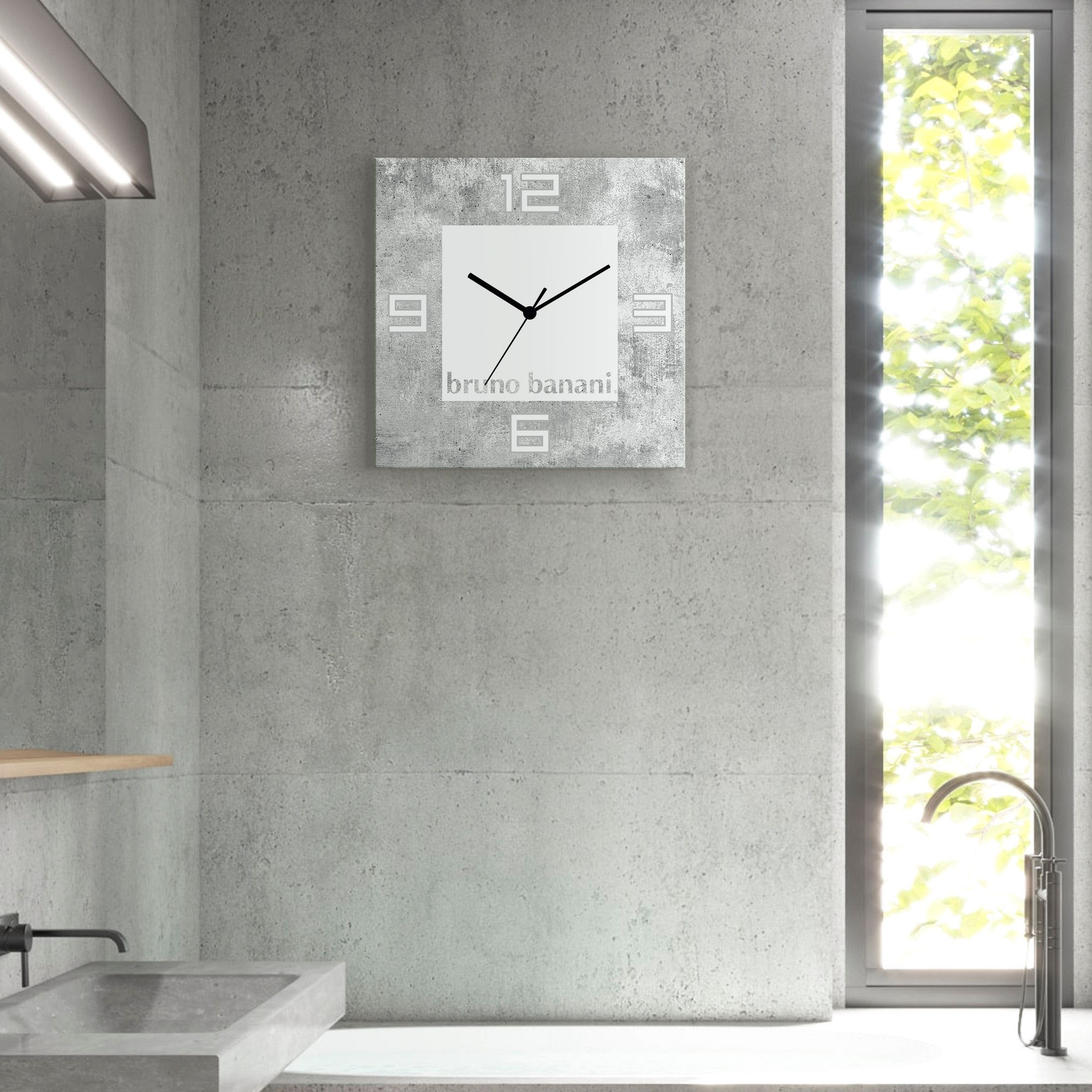 Image of Bruno Banani Wanduhr "Beton auf Alu" wahlweise mit Quarz- oder Funkuhrwerk, lautlos ohne Tickgeräusche