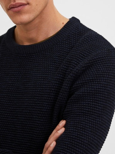 SELECTED HOMME Rundhalspullover »SLHVINCE LS KNIT BUBBLE CREW NECK NOOS«