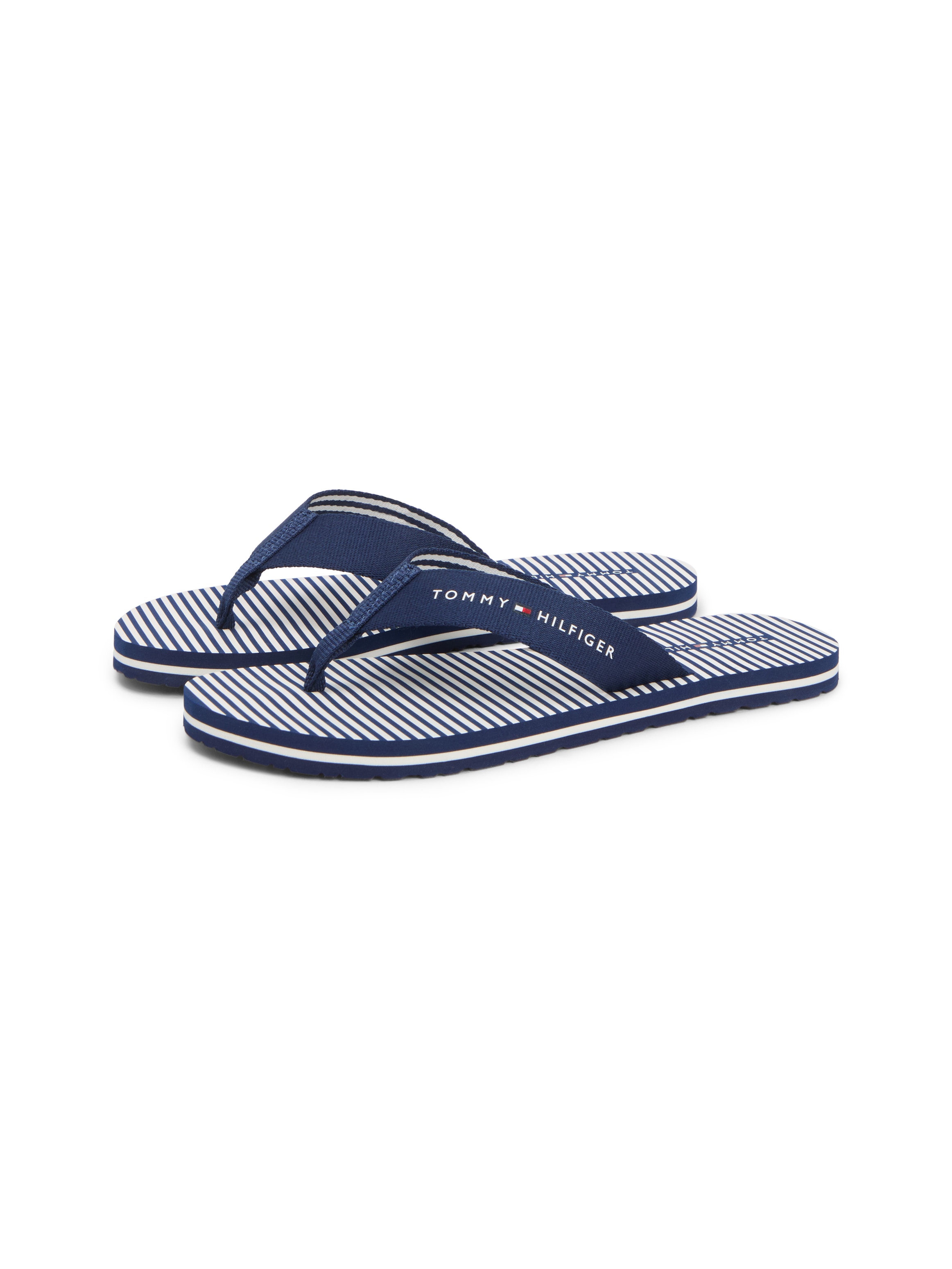 Image of Tommy Hilfiger Zehentrenner "TH ITHACA STRIPE SUMMER SANDAL" Sommerschuh, Pool Slide, Dianette, Flat mit Logo-Schriftzug