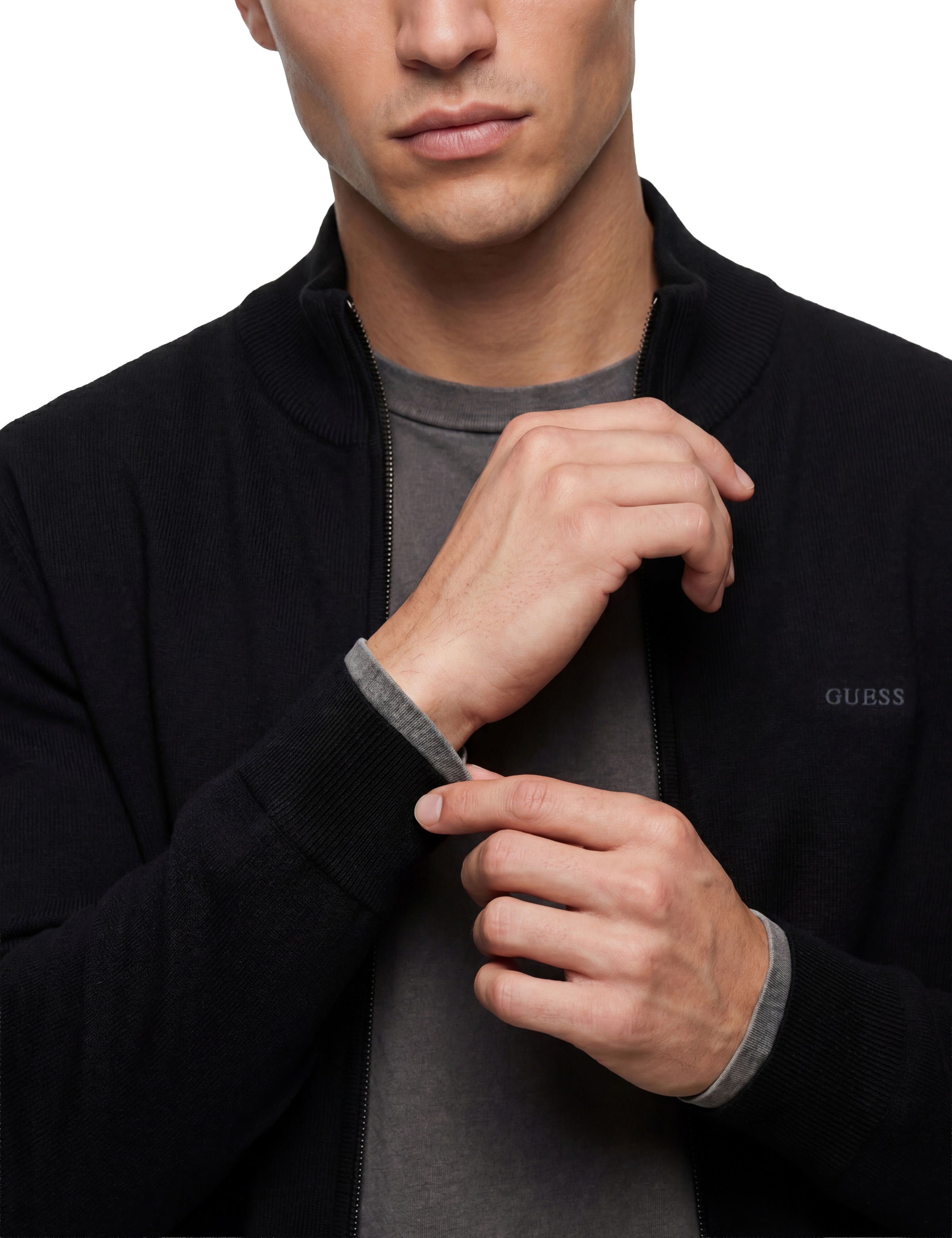 Guess Veste en tricot »MAGNUS« Stehkragen, Regular Fit, Eingrifftaschen