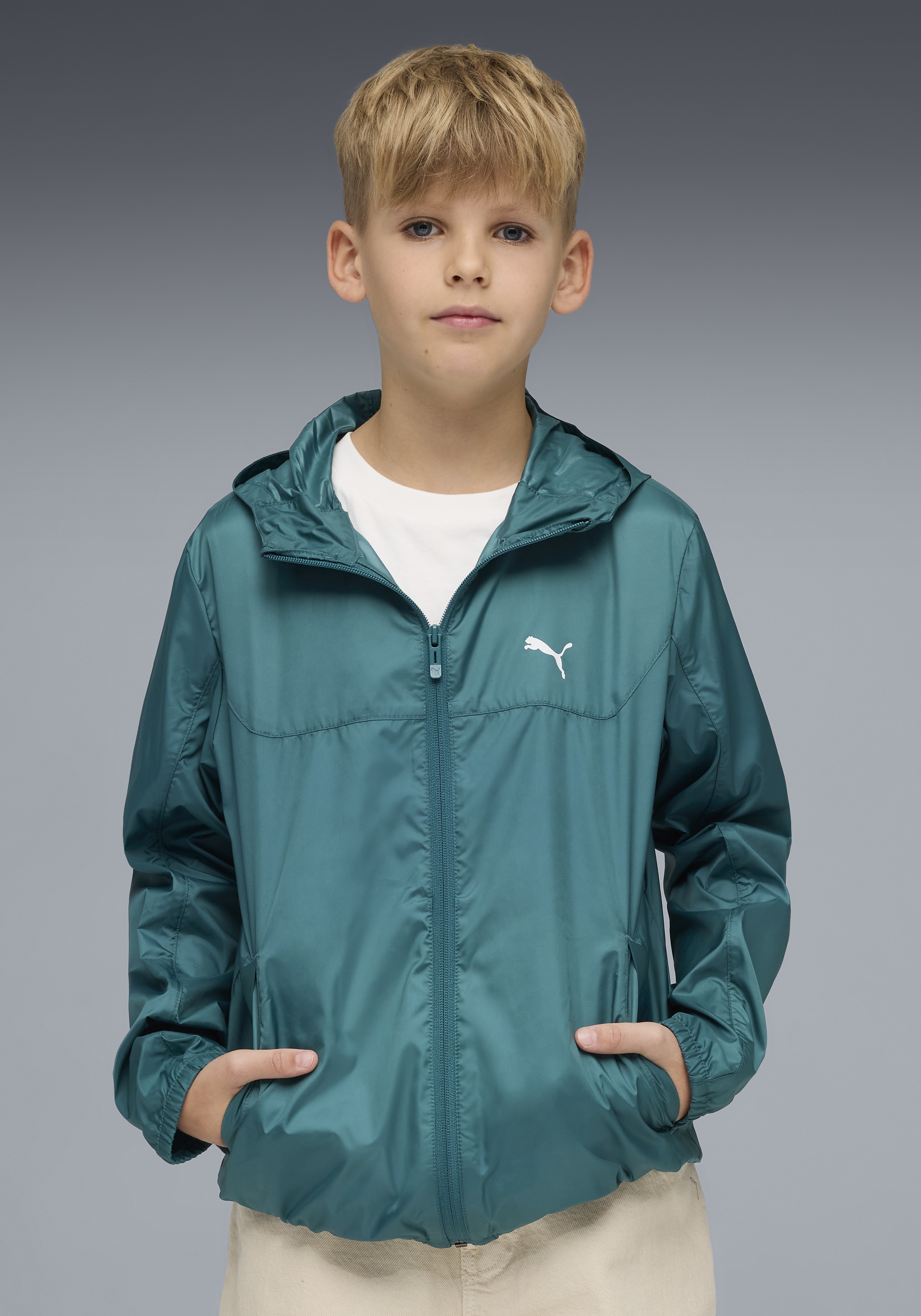 Image of PUMA Windbreaker "ESS UV WINDBREAKER" mit Kapuze für Jugendliche, mit Kapuze, mit Eingrifftasche