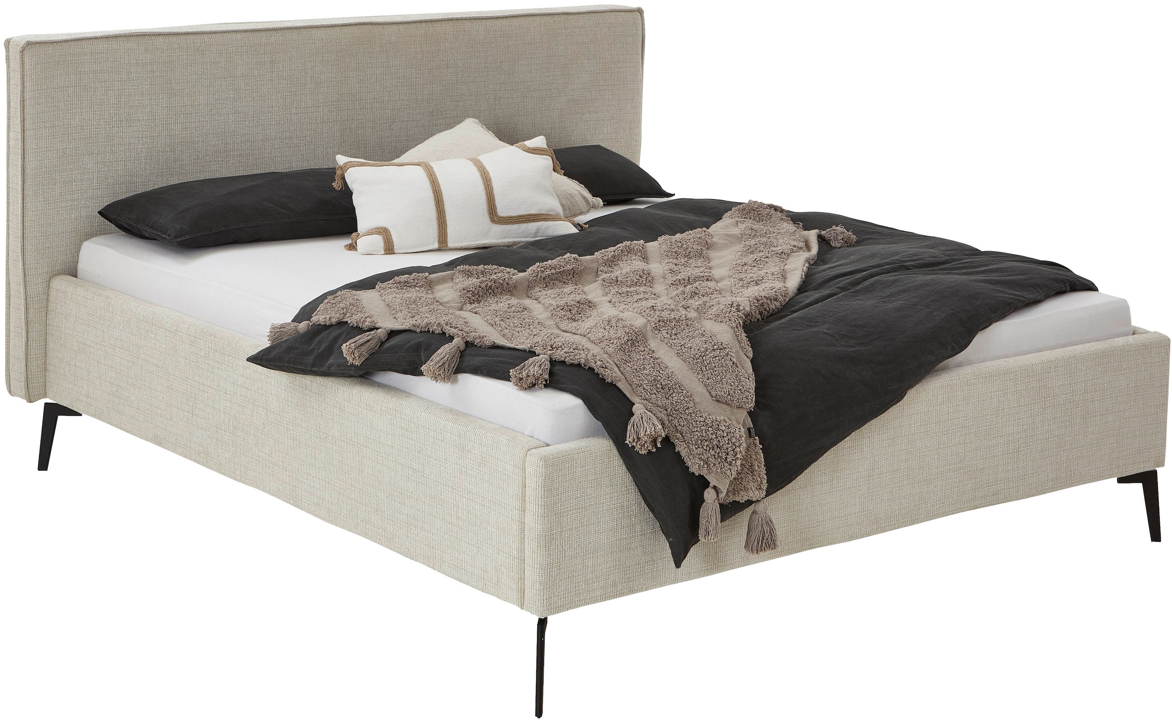 meise.möbel Polsterbett »Riva II« mit schwarzen Metallfüssen, wahlweise mit Bettkasten