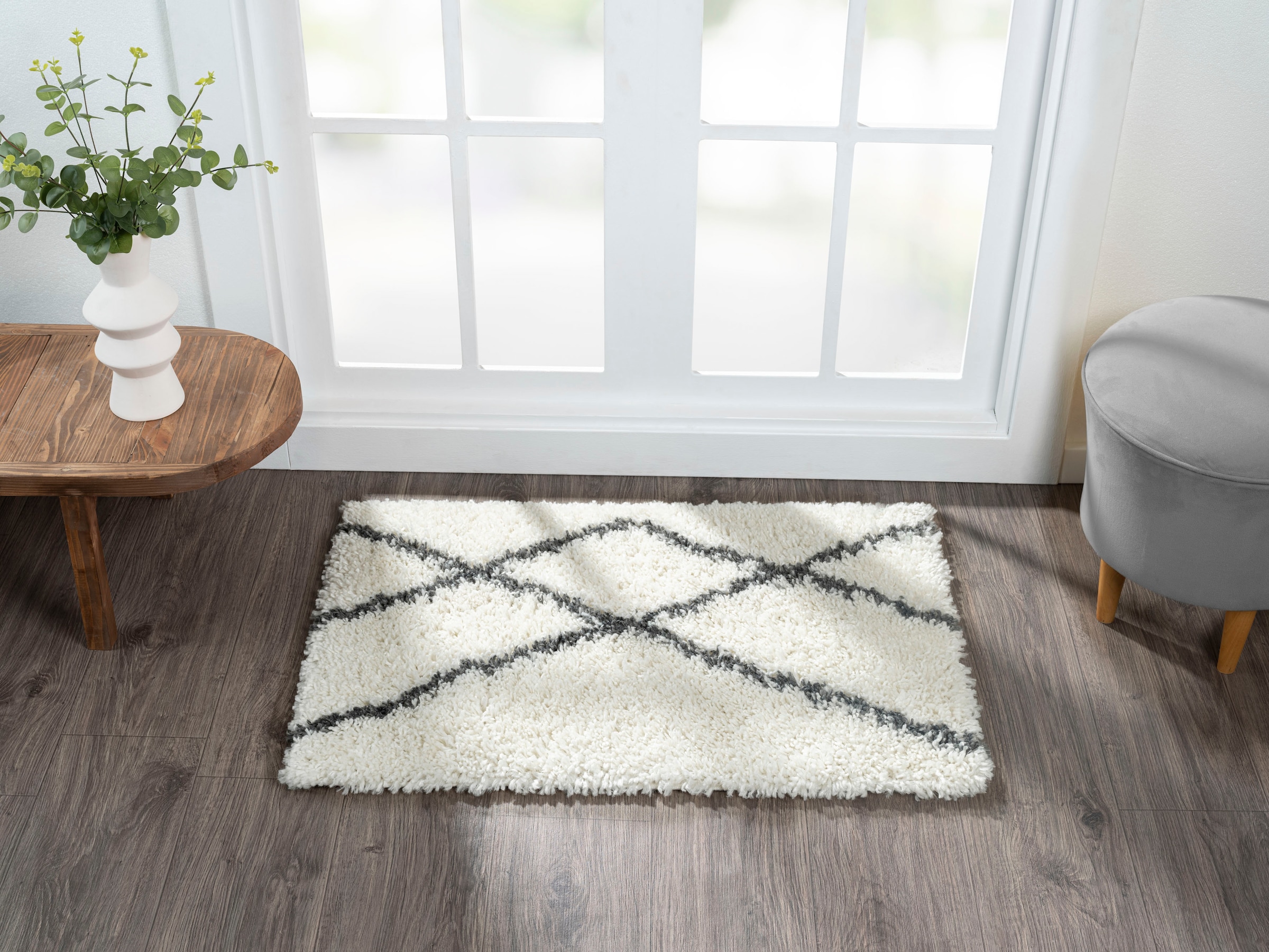 Image of Myflair Möbel & Accessoires Hochflor-Teppich "My Shaggy Raute" rechteckig 37 mm Höhe Shaggy, Scandi Rauten Design, leicht glänzend, extra flauschig