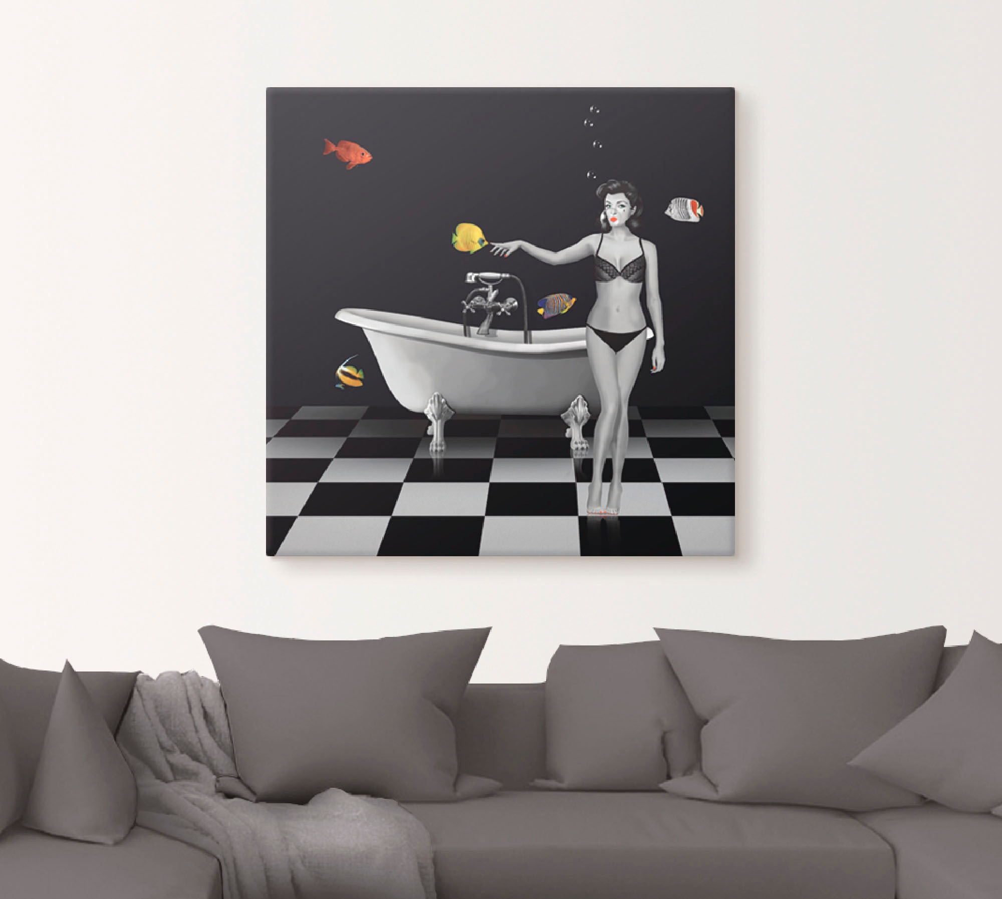 Artland Wandbild »Ein Badezimmer für Fische«, Frau, (1 St.), als Alubild, Outdoorbild, Leinwandbild in verschied. Grössen