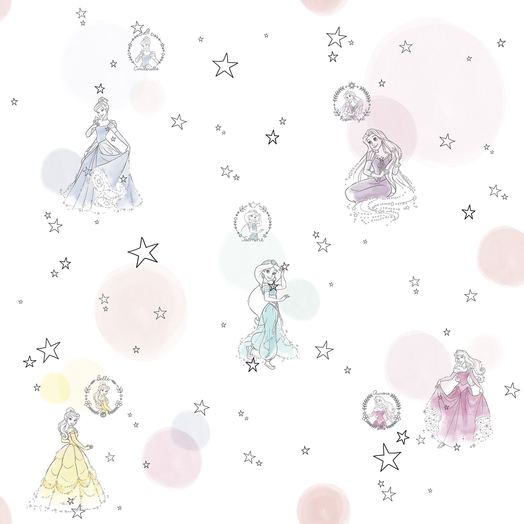 Komar Vliestapete »Princess Pretty Pastel« bedruckt glatt Rolle mit 53 x 1005 cm
