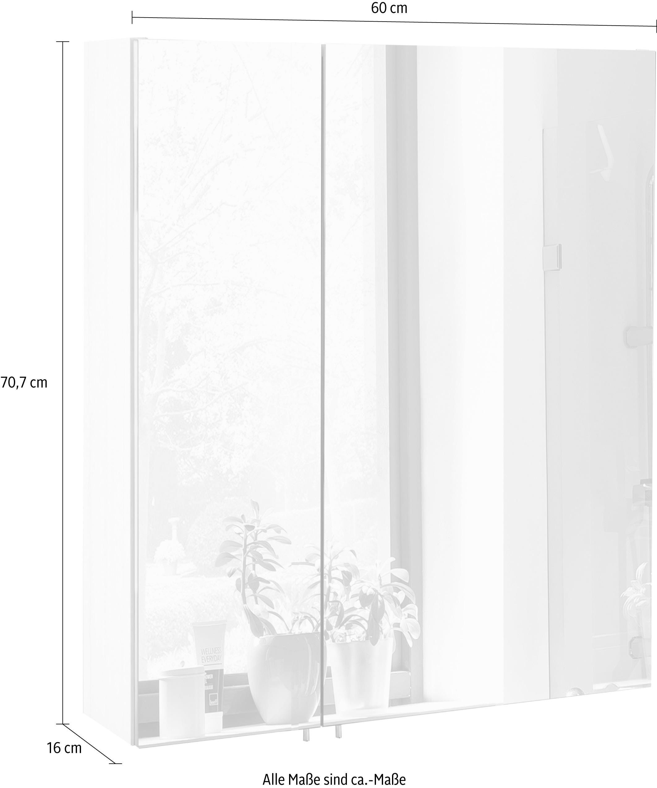 Schildmeyer Spiegelschrank »Basic« Breite 60 cm, 2-türig, Glaseinlegeböden, Made in Germany