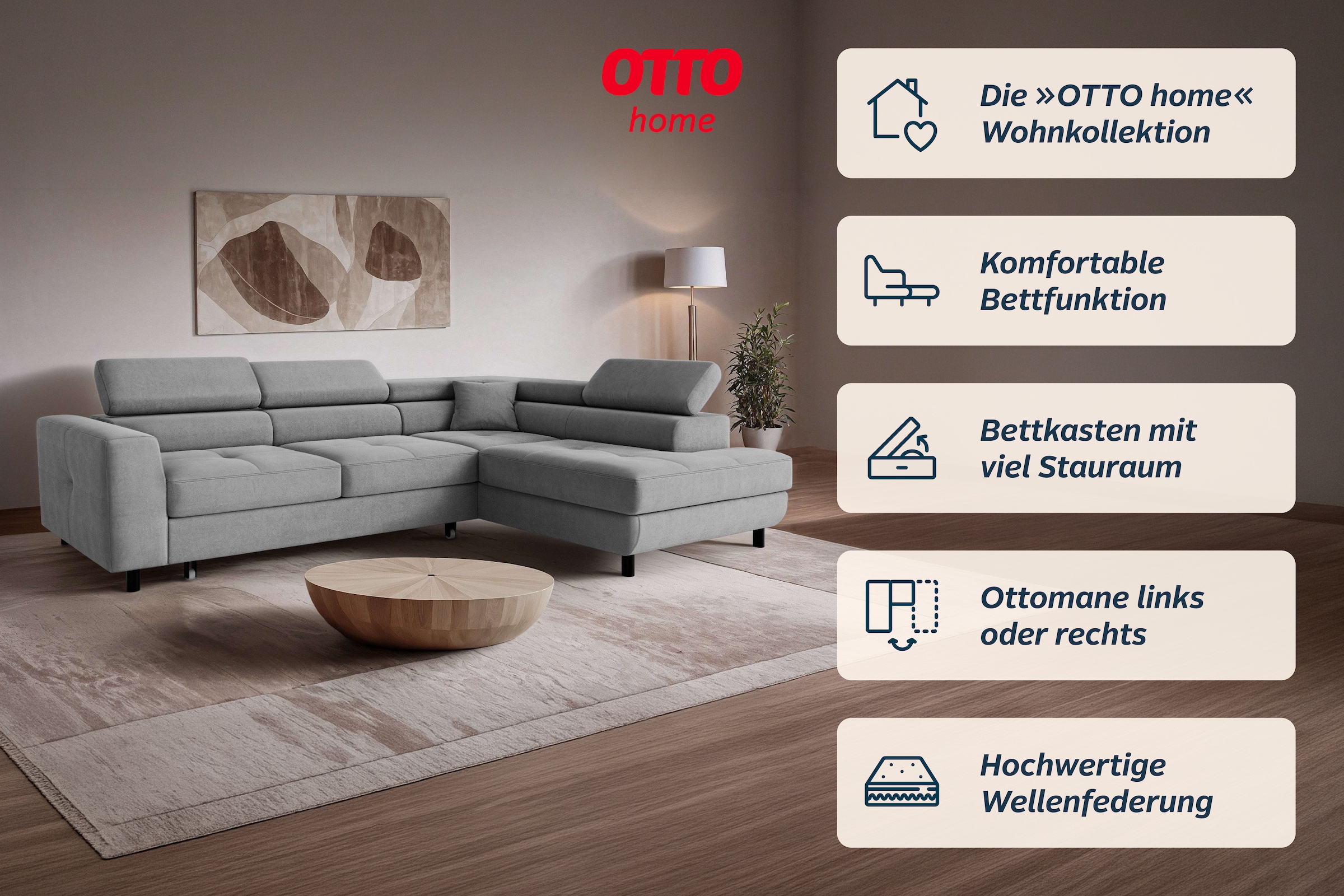 GOODproduct Ecksofa »AADEN Schlafsofa 254 cm - OTTO. Verlässliche Qualität.« mit Bettfunktion, Bettkasten, Kopfstützen, rechts/links bestellbar