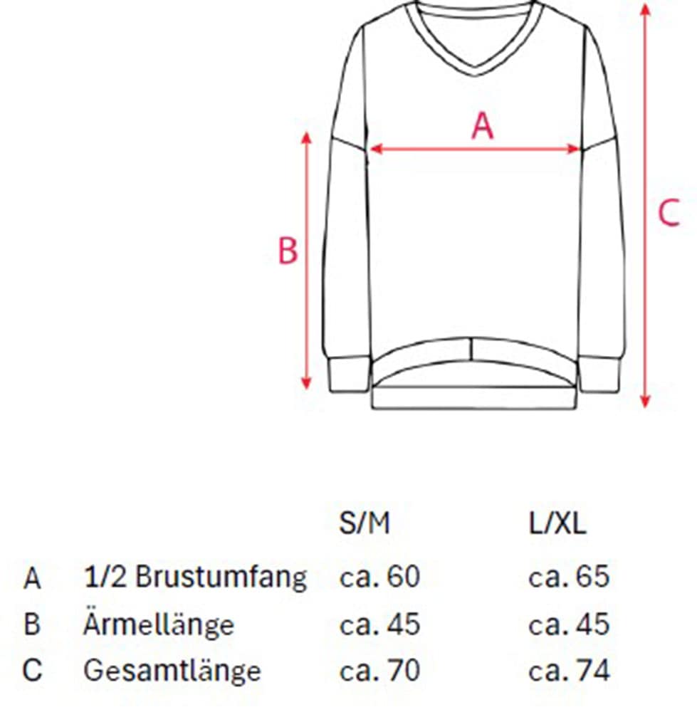 Zwillingsherz Sweatshirt, V-Ausschnitt mit Kontrastnaht