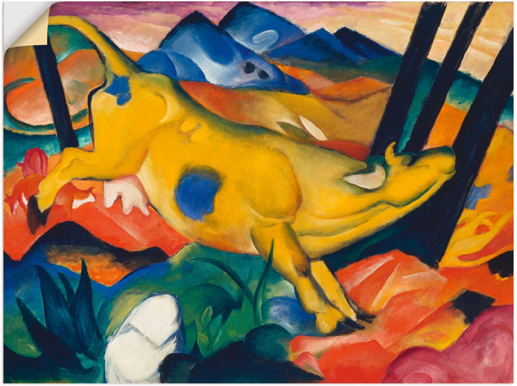 Image of Artland Wandbild »Die gelbe Kuh. 1911«, Haustiere, (1 St.), in vielen Grössen & Produktarten - Alubild / Outdoorbild für den Aussenbereich, Leinwandbild, Poster, Wandaufkleber / Wandtattoo auch für Badezimmer geeignet bei Ackermann Versand Schweiz