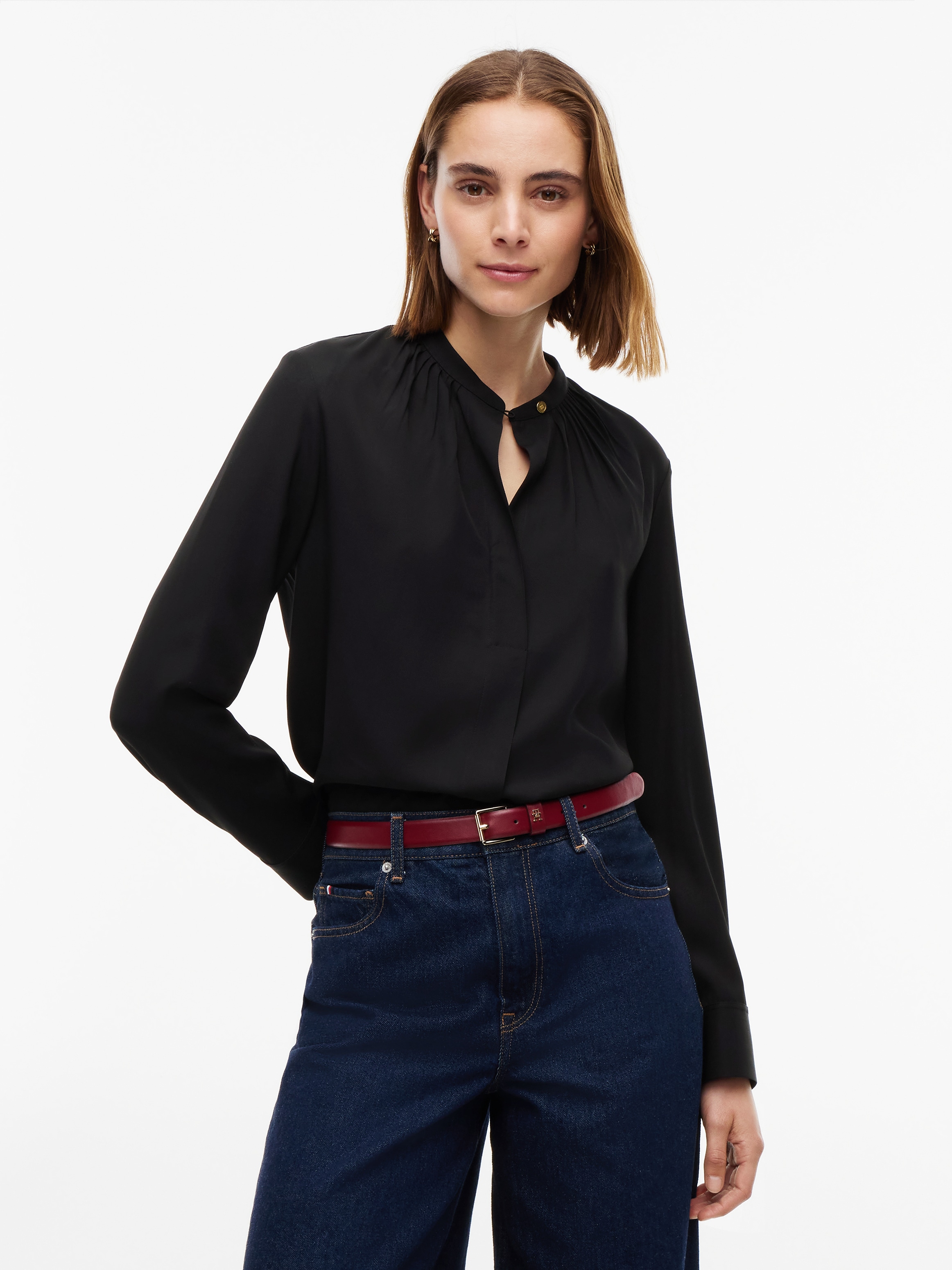 Image of Tommy Hilfiger Langarmbluse "FEM FLUID BLOUSE ESSENTIAL" Viskose