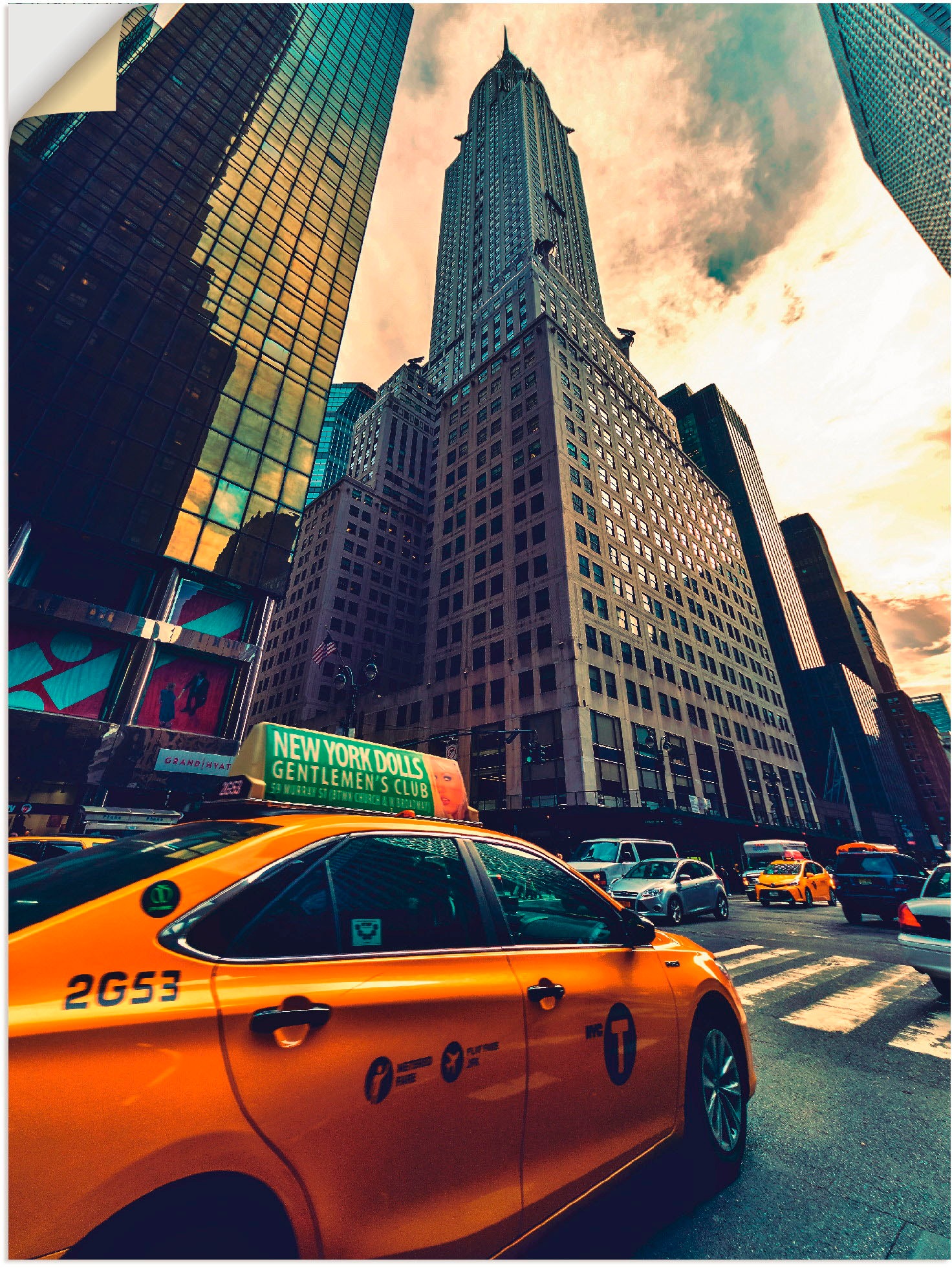 Image of Artland Wandbild »Taxi in New York«, Gebäude, (1 St.), in vielen Grössen & Produktarten -Leinwandbild, Poster, Wandaufkleber / Wandtattoo auch für Badezimmer geeignet bei Ackermann Versand Schweiz