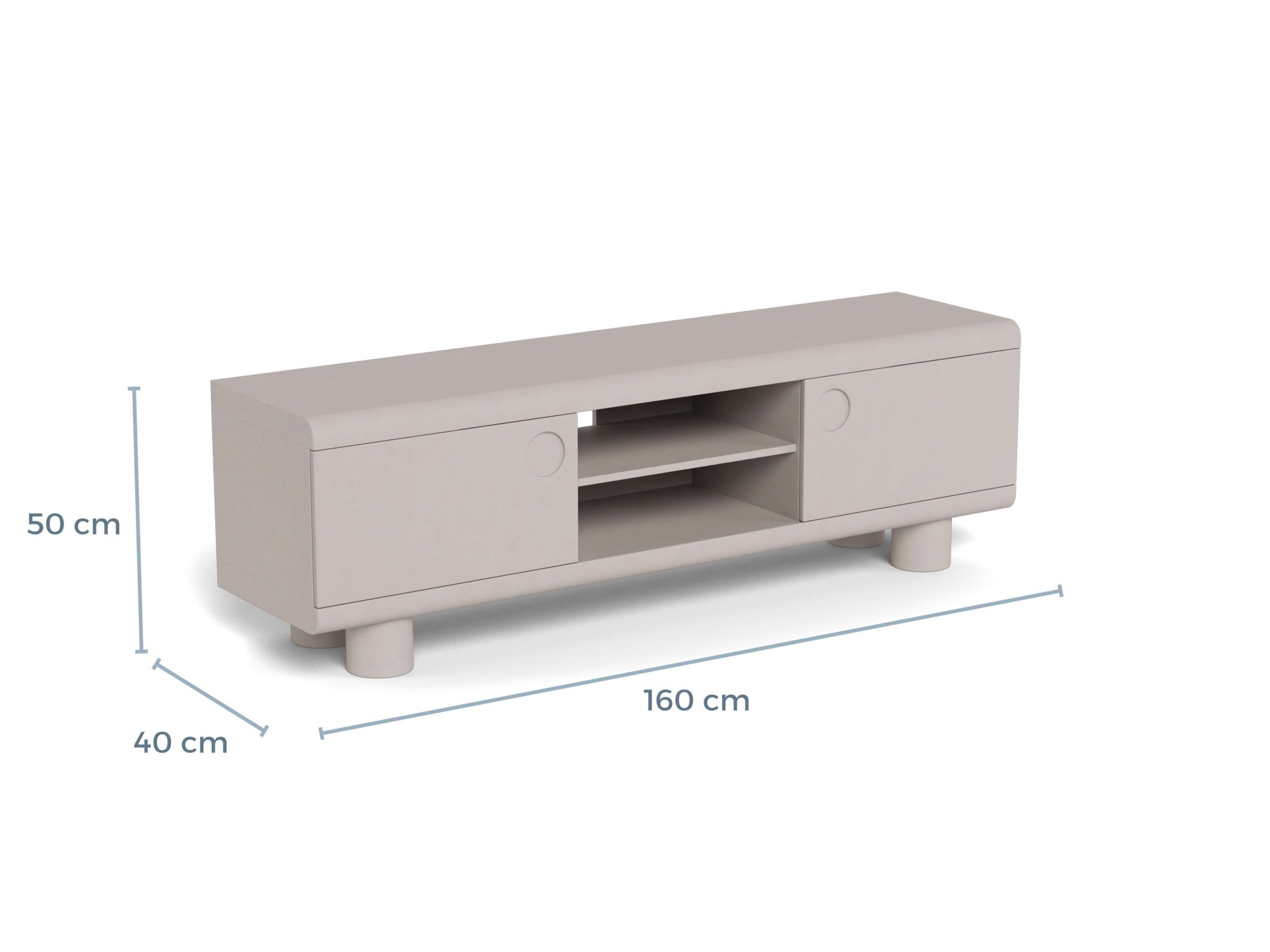 ACTONA GROUP TV-Schrank »Beistelltisch« TV Tisch, 3 Böden, grau,160x40x50
