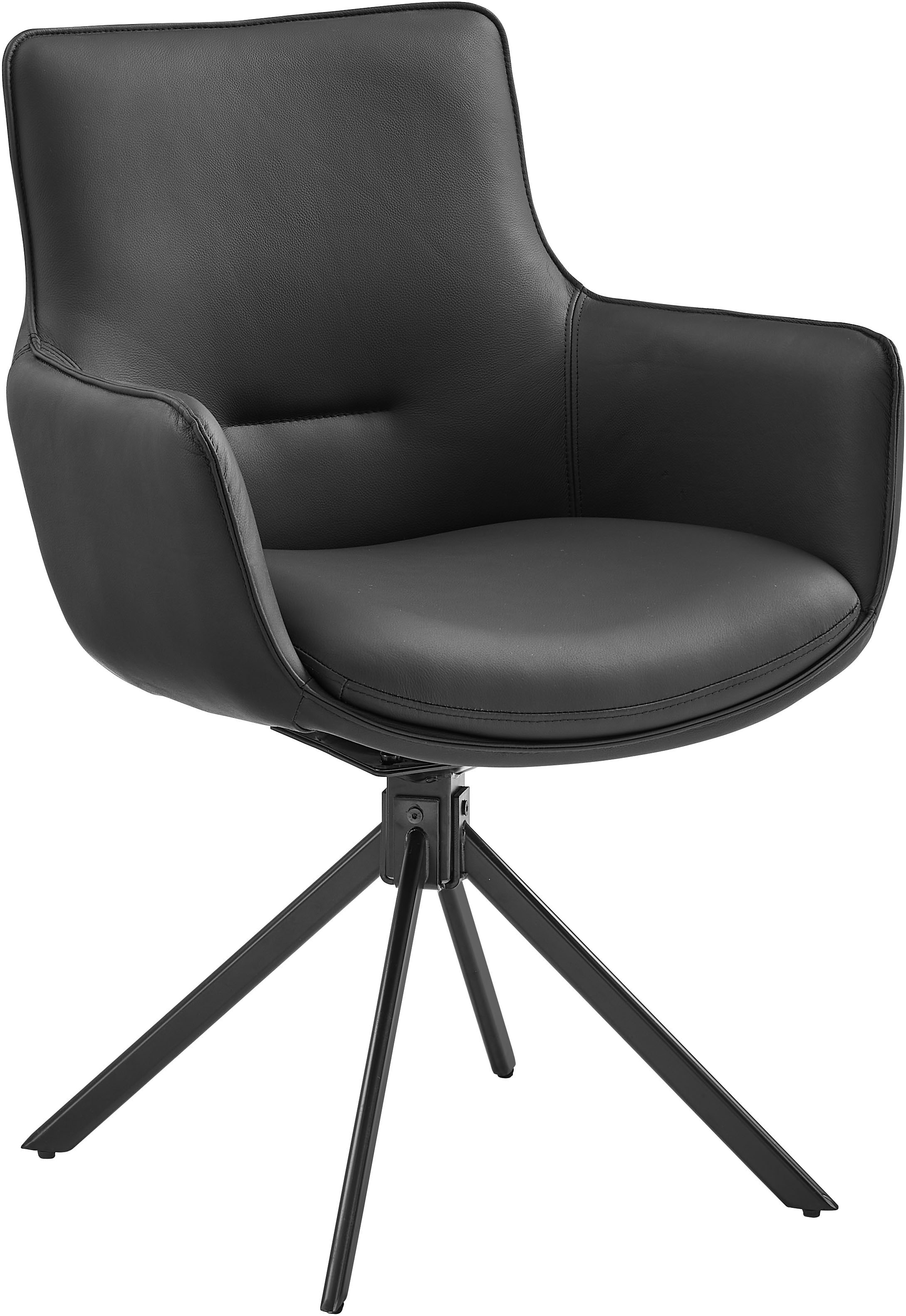 GOODproduct Drehstuhl (Set) 2 Stk.Naturleder Bezug, 360° drehbares Gestell aus Eisen