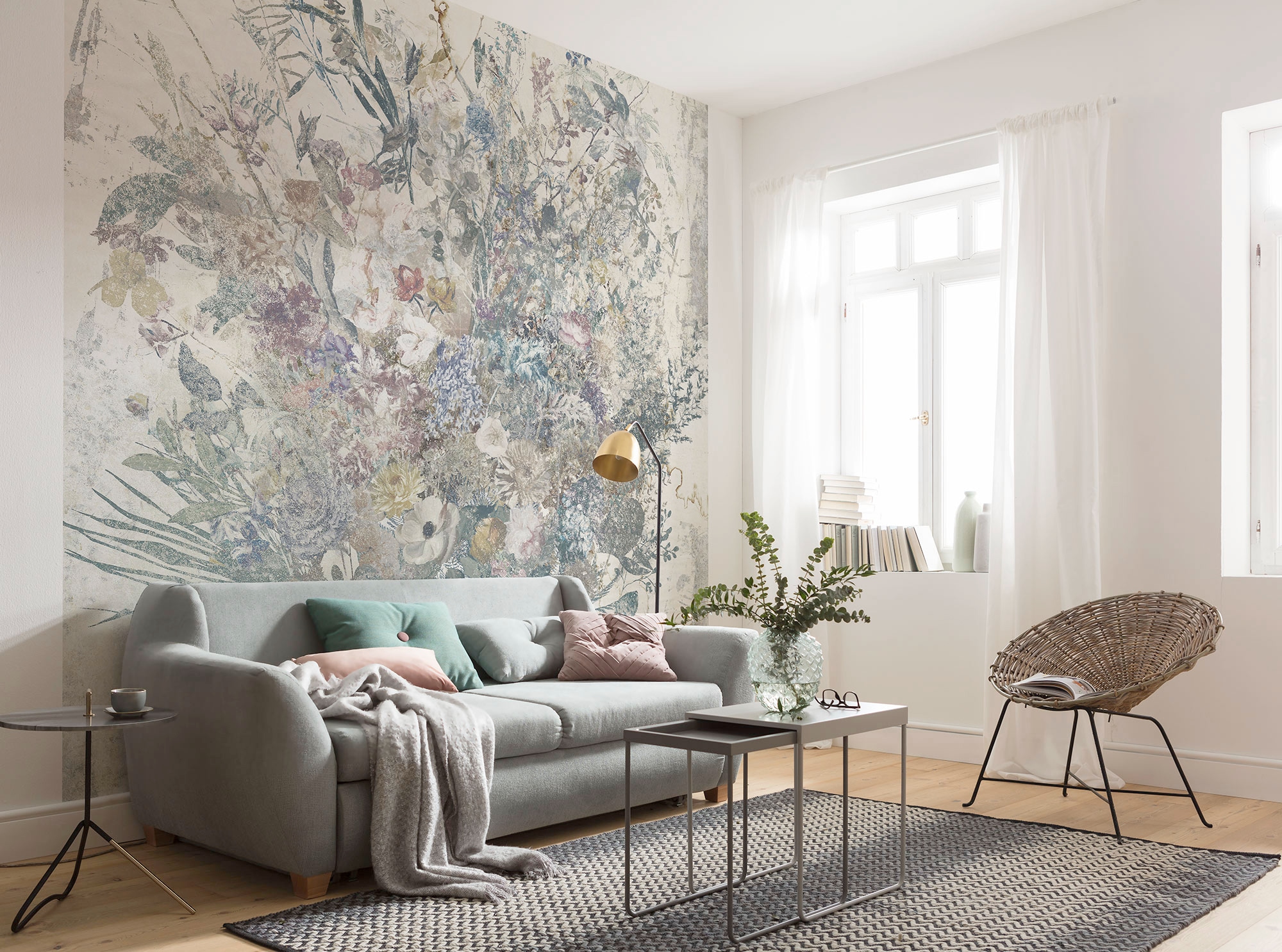 Komar Papier peint intissé »Digitaldruck Vlies -  Bouquet Blowout - Grösse 300 x 280 cm« imprimé Wohnzimmer, Schlafzimmer