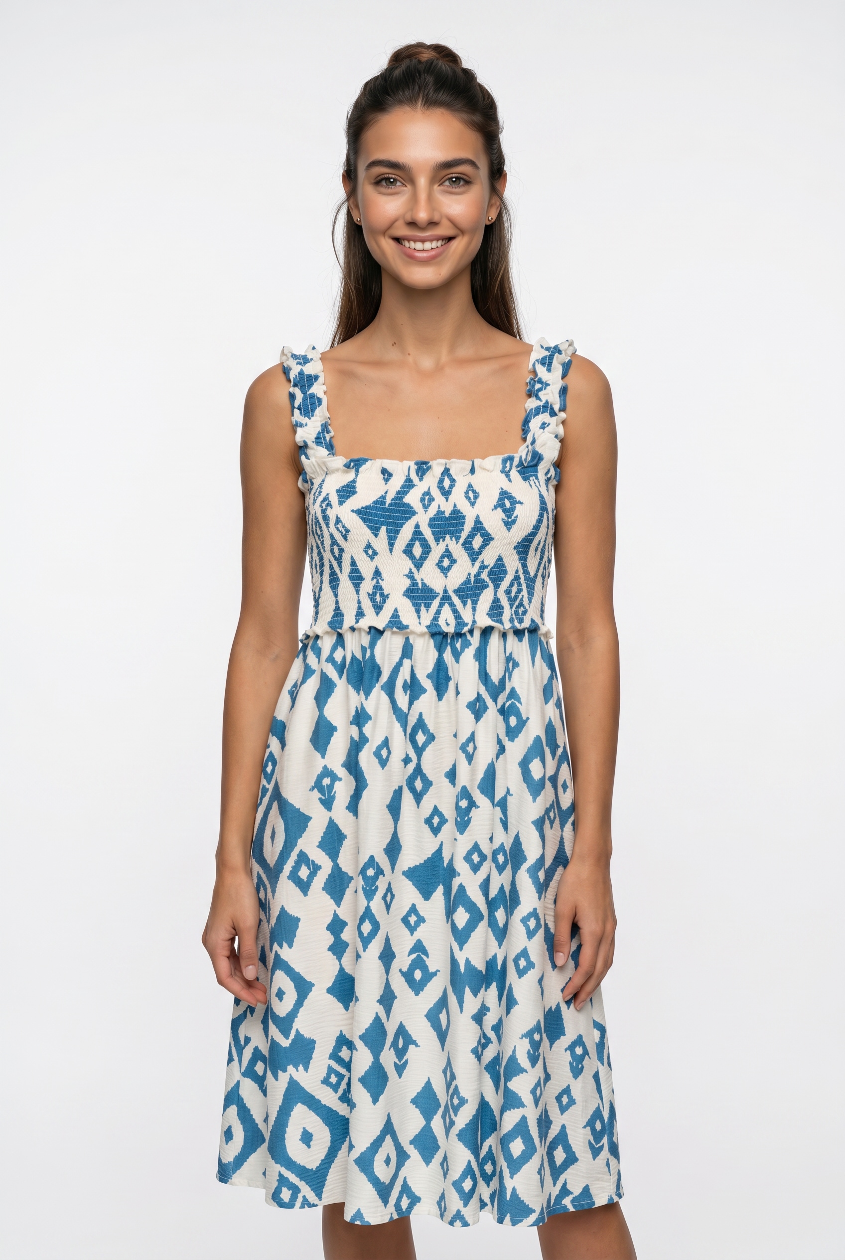 Image of ONLY Druckkleid "ONLLUMIRA S/L LONG SMOCK DRESS WVN EX" Viskosemischung, regular fit