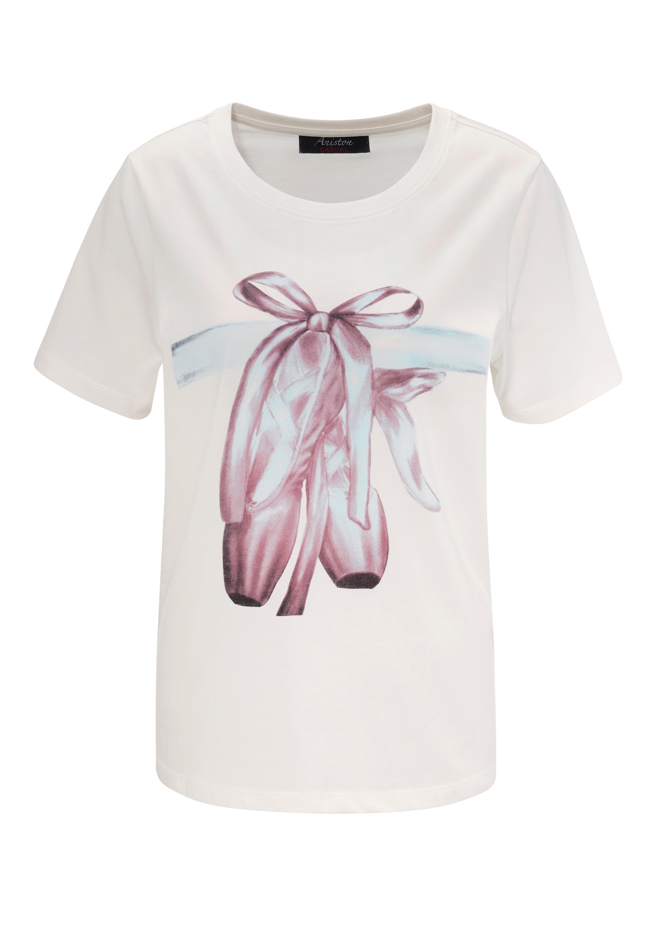Aniston CASUAL T-Shirt, mit Ballettschuhen verziertem Frontdruck