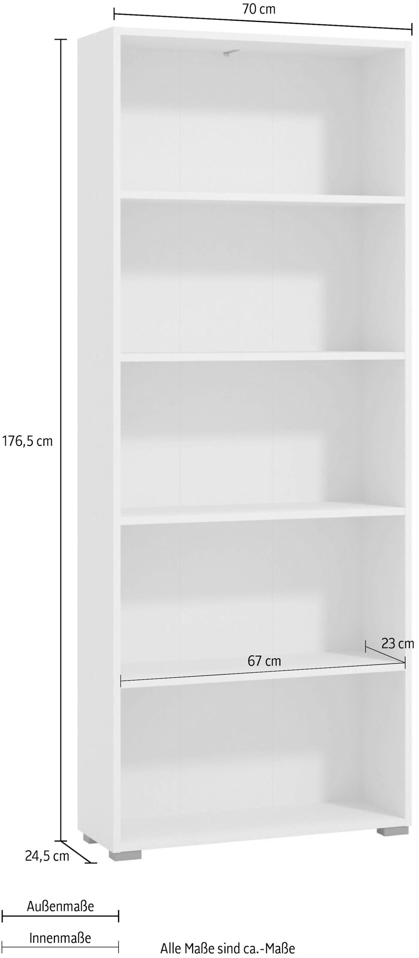 INOSIGN Aktenregal »Tomar 5«, Bücherregal mit viel Stauraum, Masse (B/T/H): 70/24,5/176,5 cm