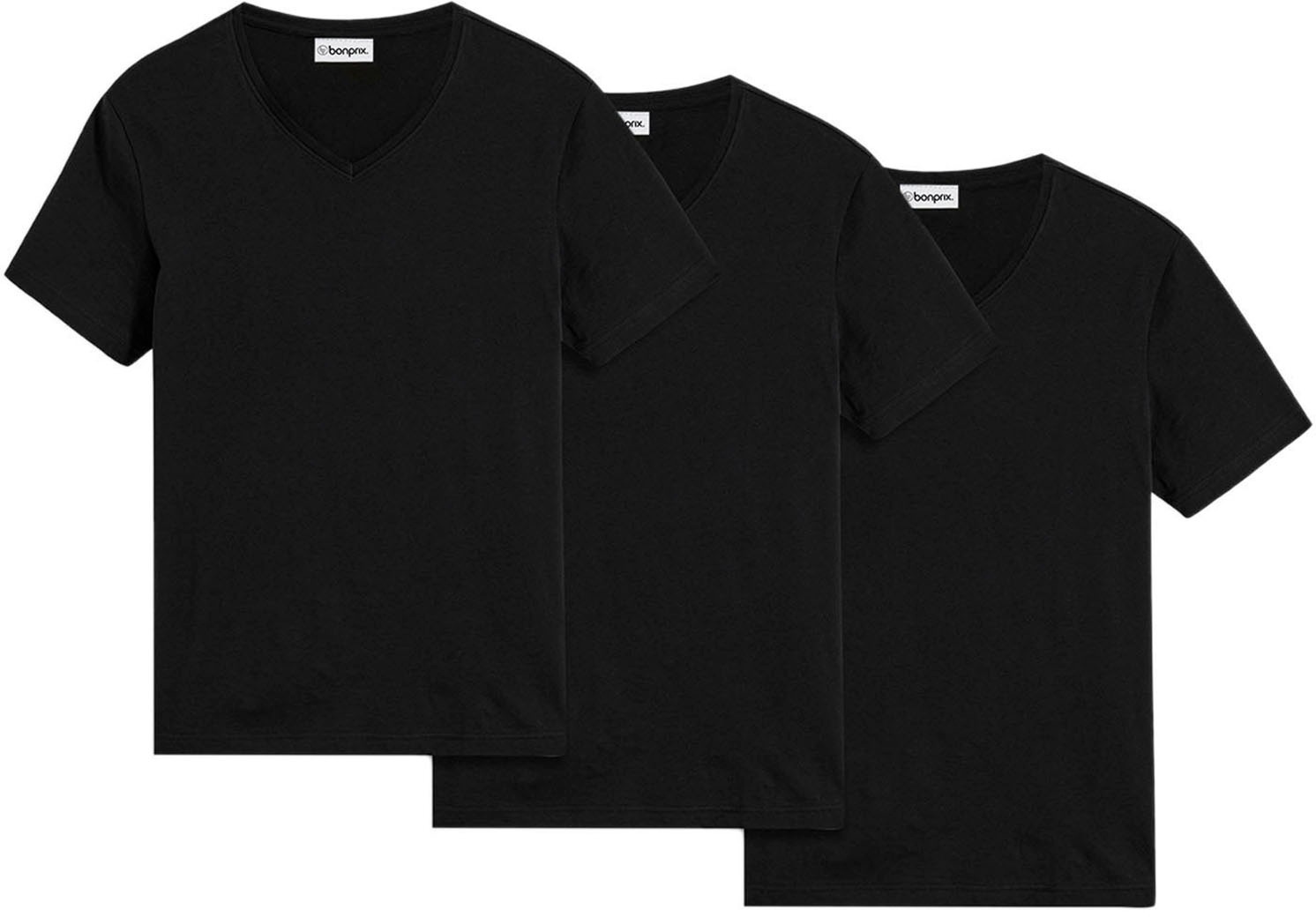 Image of bonprix T-Shirt "T-Shirt mit V-Ausschnitt (3er Pack)" Packung, 3 Stk. Regular Fit, V-Ausschnitt, aus Baumwolle