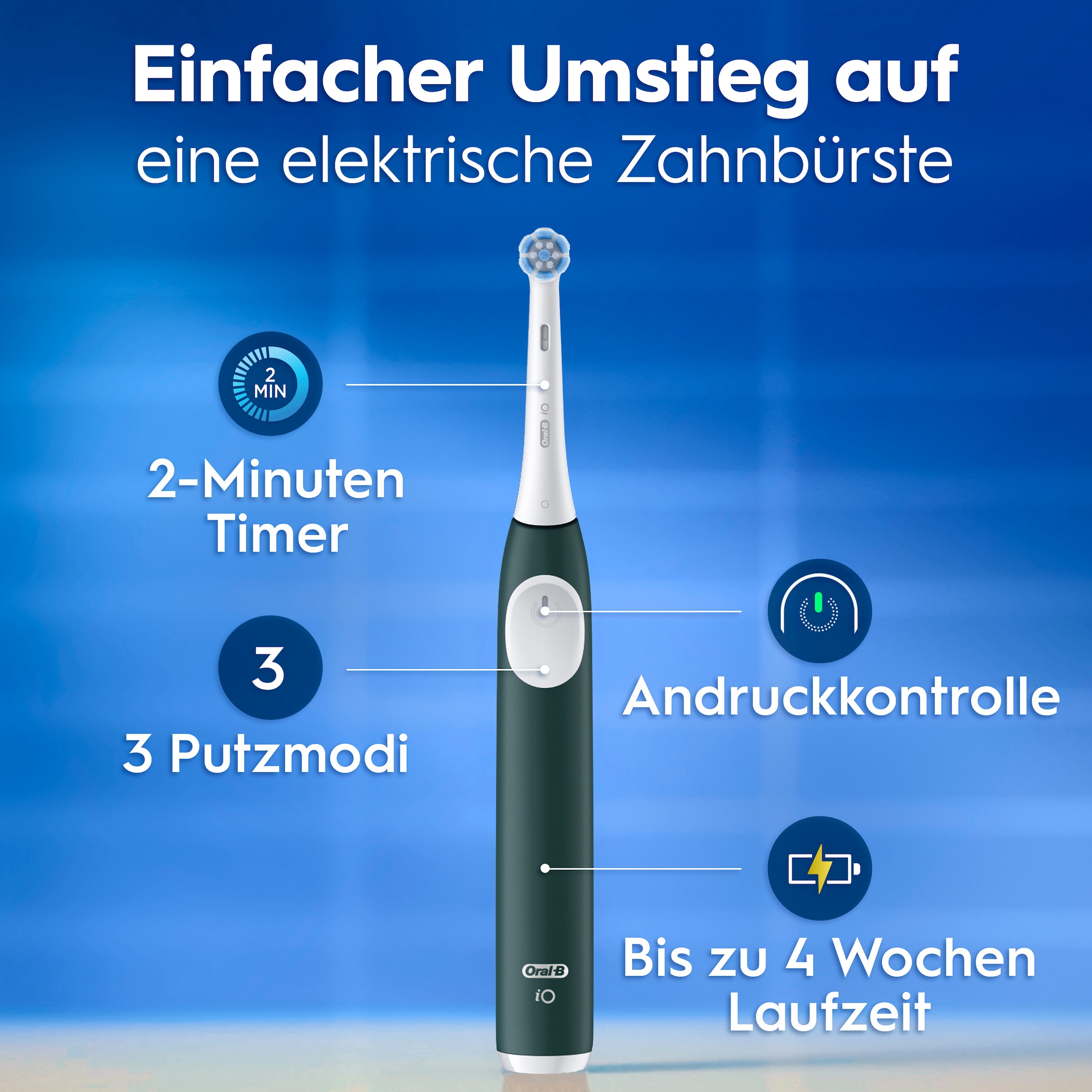 Oral-B Elektrische Zahnbürste »iO Series 2« 1 Stk. Aufsteckbürsten für die sanfte Reinigung, Reise-Etui, Aufsteckbürstenhalter