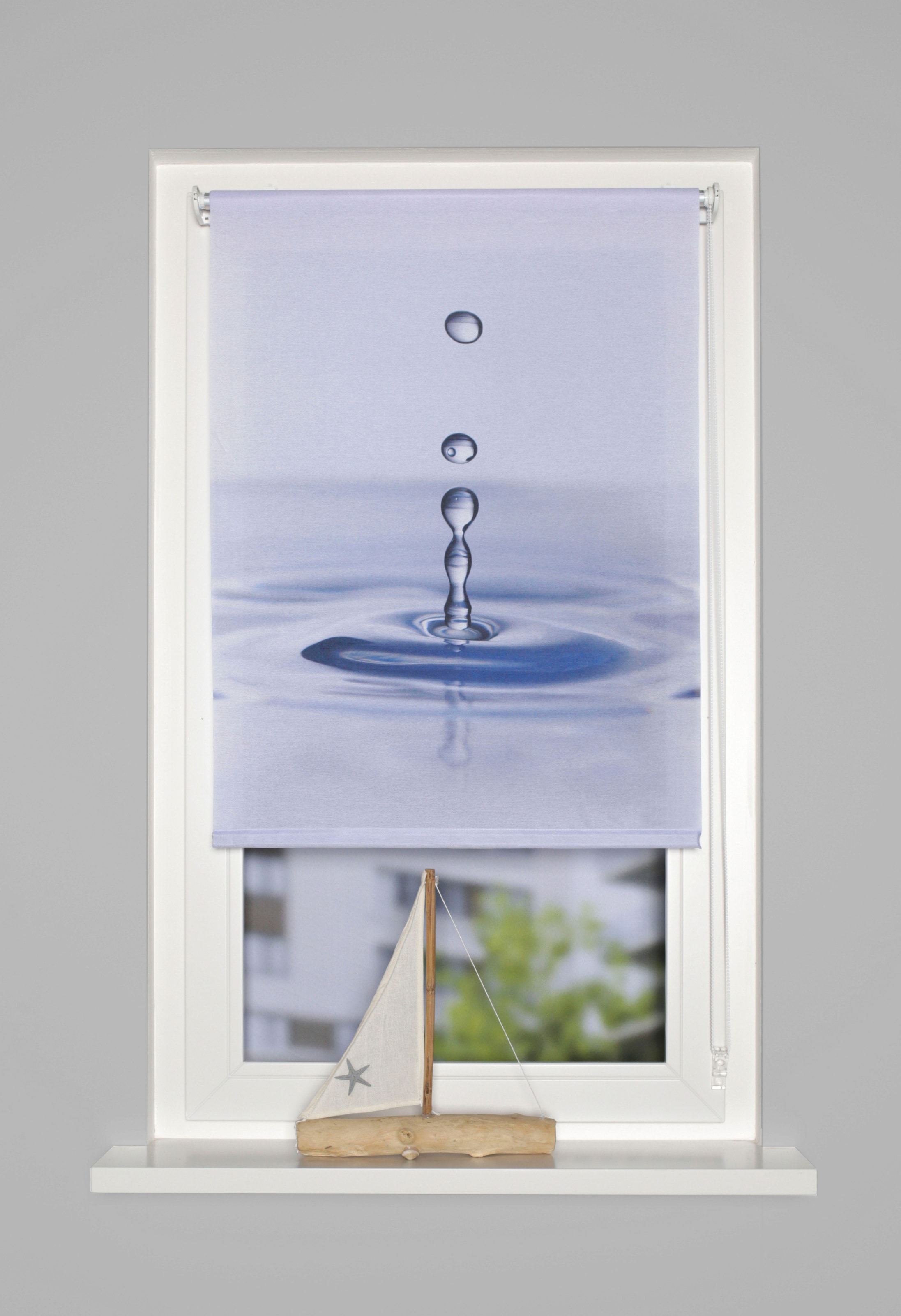 Image of HOME WOHNIDEEN Raffrollo »FARO«, mit Hakenaufhängung, ohne Bohren, freihängend, Kettenzugrollo, digital bedruckt bei Ackermann Versand Schweiz