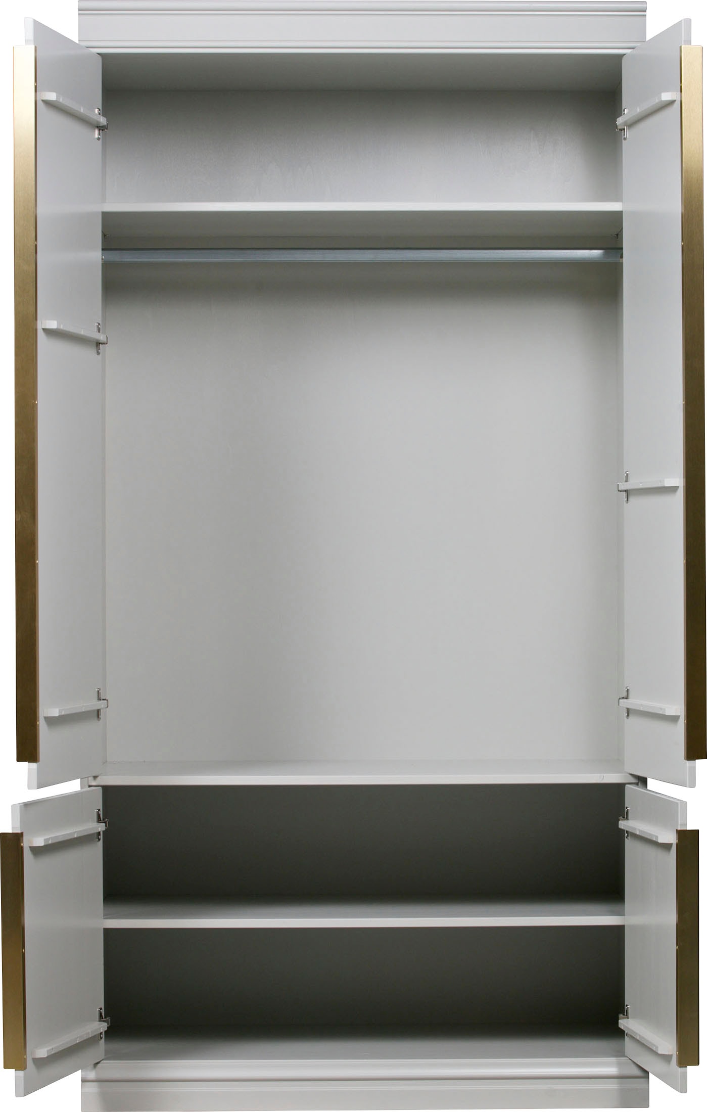 WOOOD Armoire vestiaire »Organize  FSC®-Kiefernholz mit Zierleisten-Türen und Metallgriffen« H 215 x L 110 x P 62 cm, fixation murale recommandée, facile d'entretien