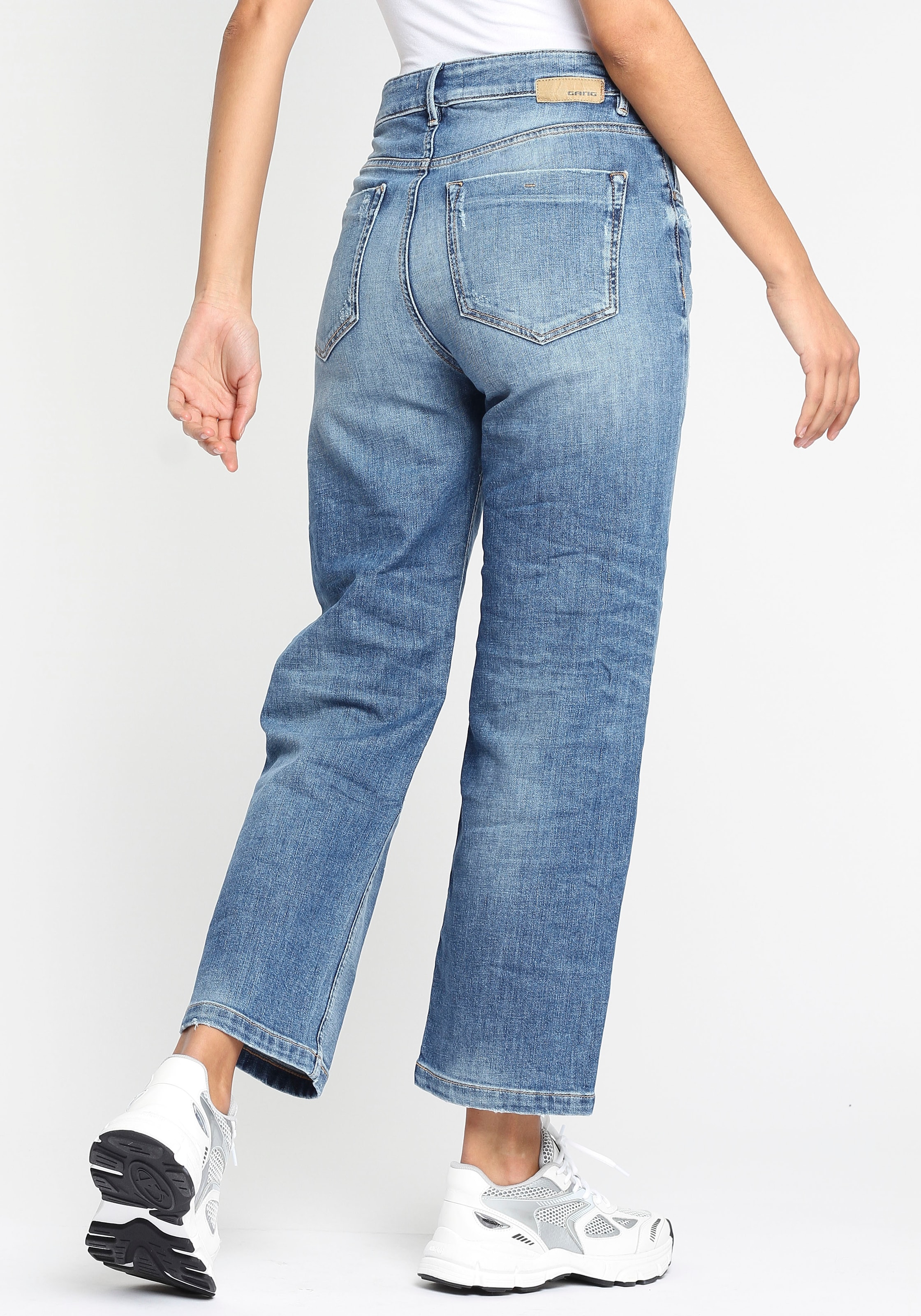 GANG Weite Jeans »94GLORIA«, in authentischer Waschung und leichten Destroyed Effekten