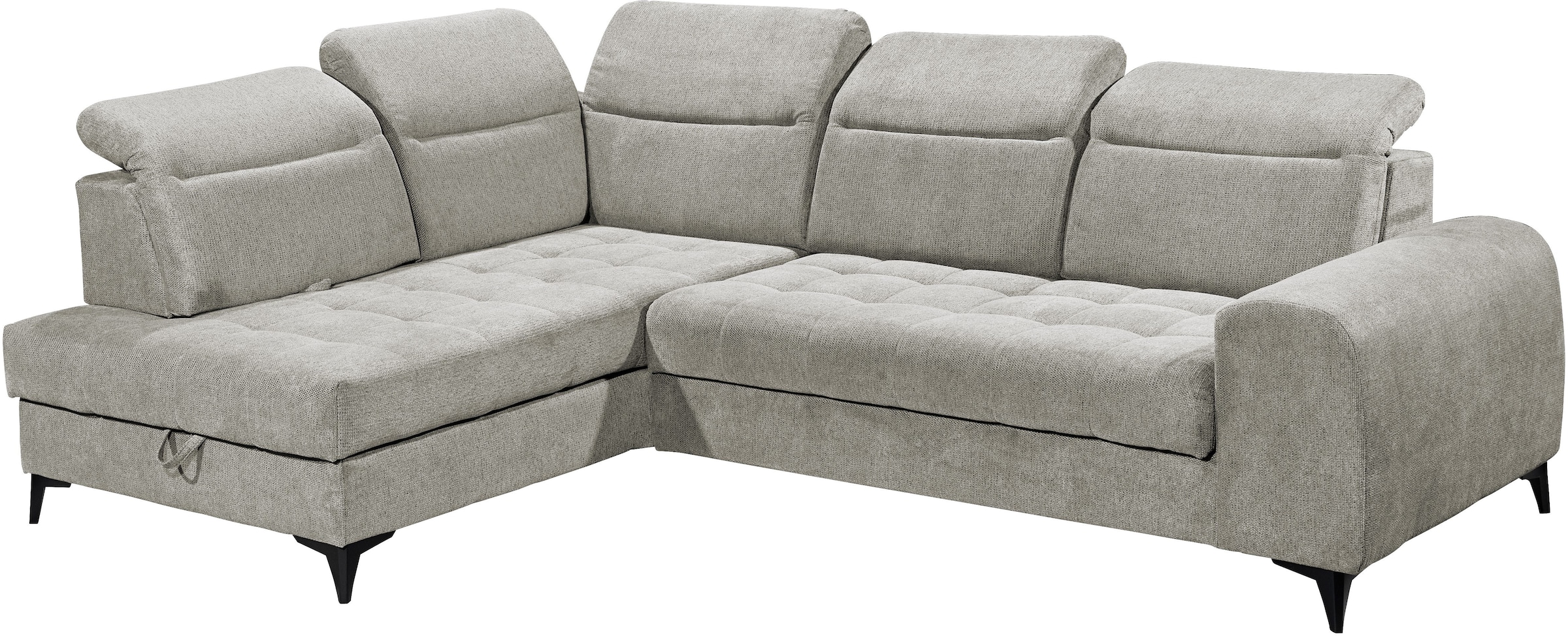 ED EXCITING DESIGN Canapé d'angle »Rockdale L-Form mit Bettfunktion, Bettkasten« Kopfteilverstellung, Sitztiefenverstellung & USB-Port