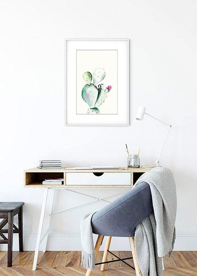 Komar Poster Wohnzimmer »Prickly Pear Kinderzimmer, Trouver Pflanzen-Blätter, Watercolor«, sur Schlafzimmer