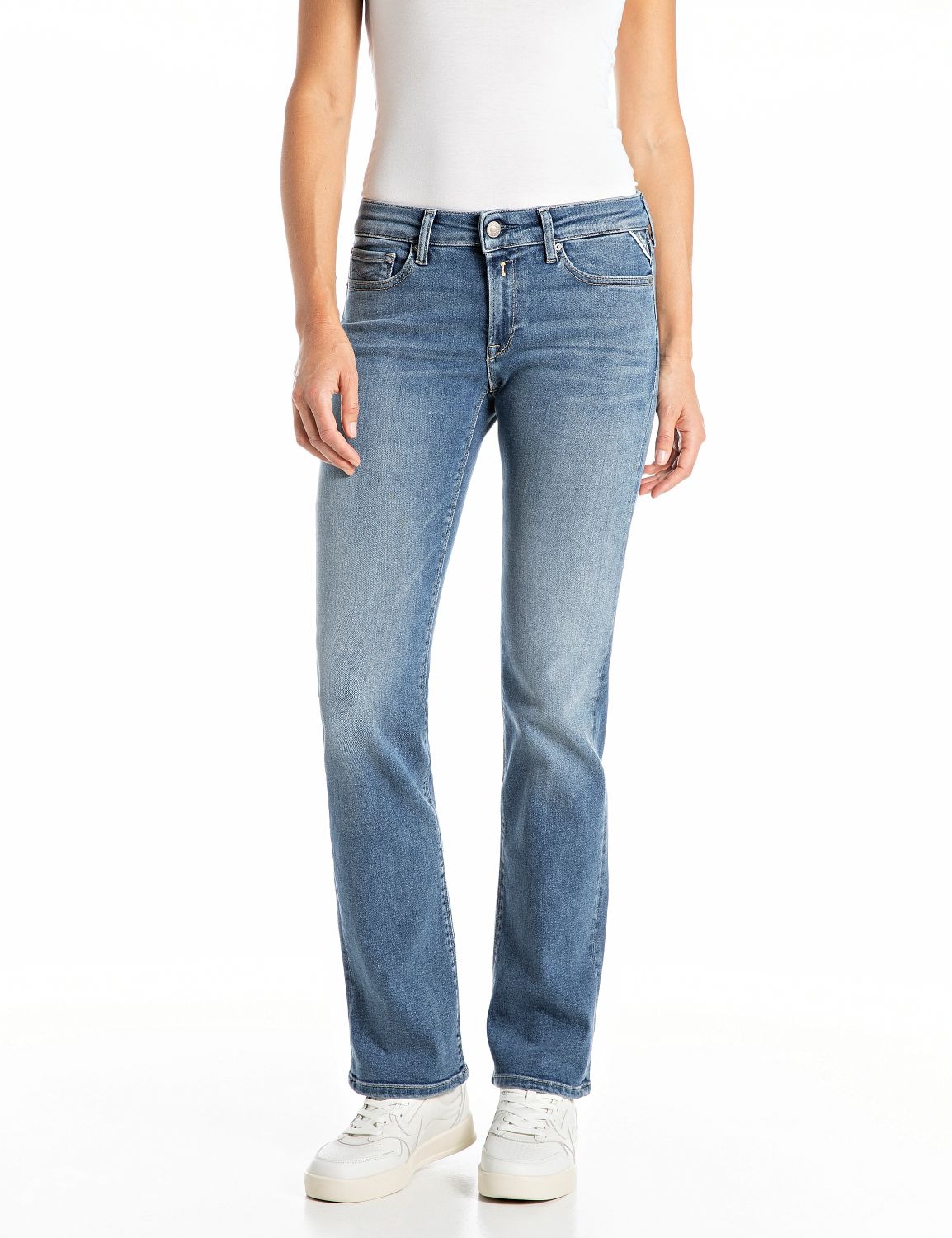 Image of Replay Bootcut-Jeans "NEW LUZ" mit gesticktem R an der Gesässtasche