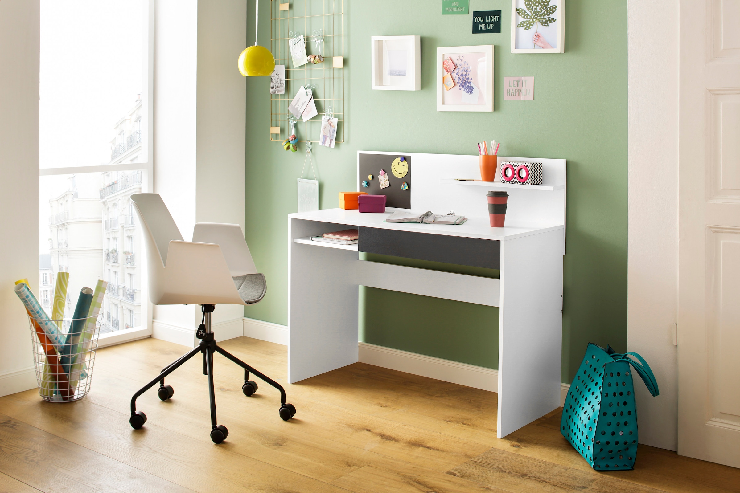 INOSIGN Schreibtisch »Magnet«, Magnettafel, grosse Arbeitsfläche,  Schubkasten und Ablageboden bequem kaufen