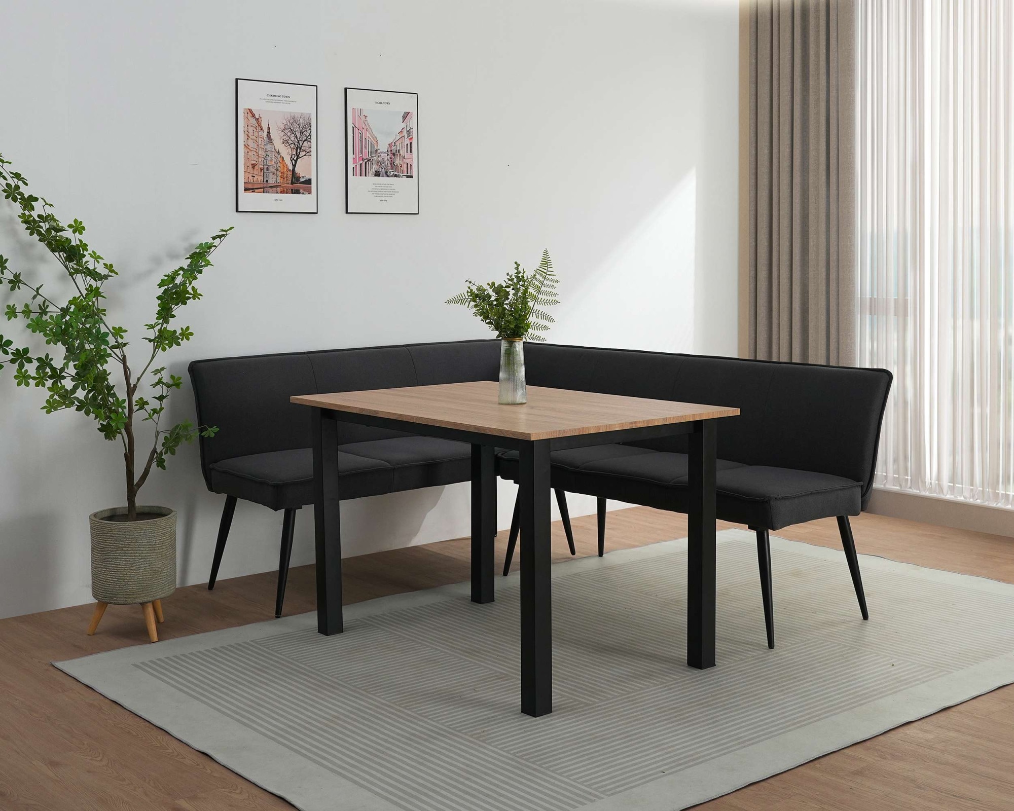GOODproduct Essbank »Ianna« schwarze Metallbeine, pflegeleichtem Webstoff Bezug, Breite 193 cm