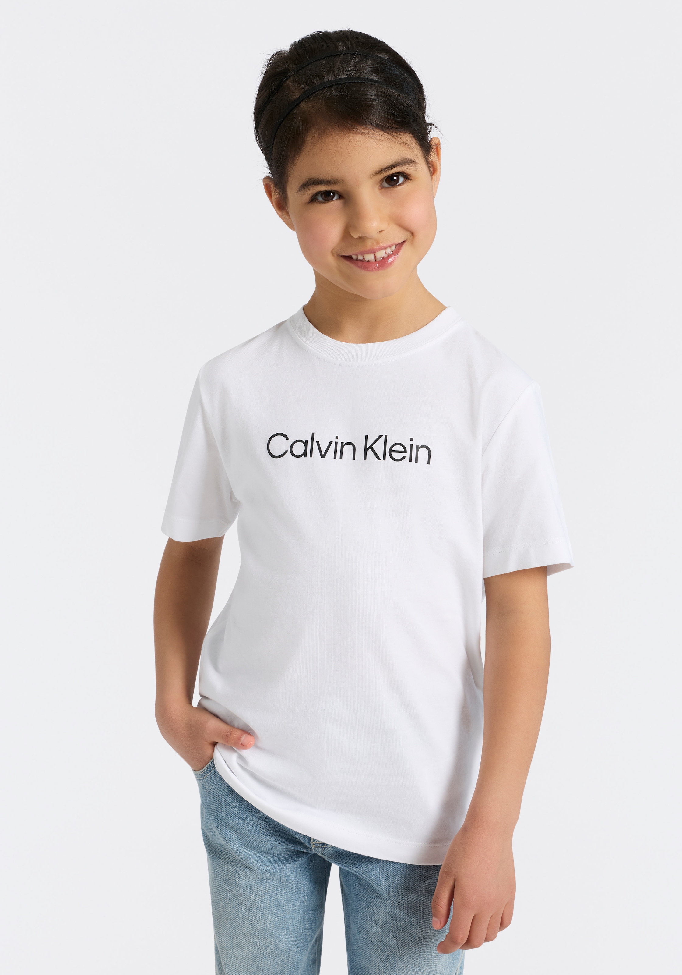 Calvin Klein Jeans T-shirt »Institutional 2-Pack T-Shirt« pour enfants jusqu'à 16 ans avec inscription logo