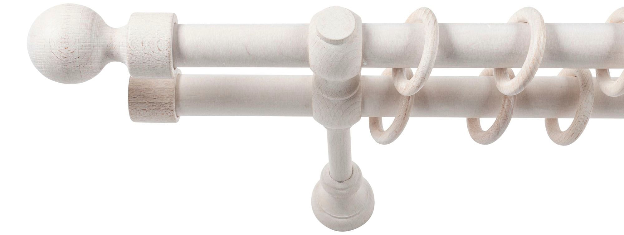 SN DECO GROUP Gardinenstange »Giro«, 2 läufig-läufig, Fixmass, 28 mm, Holz, verschiedene Längen und Farben, Komplettset