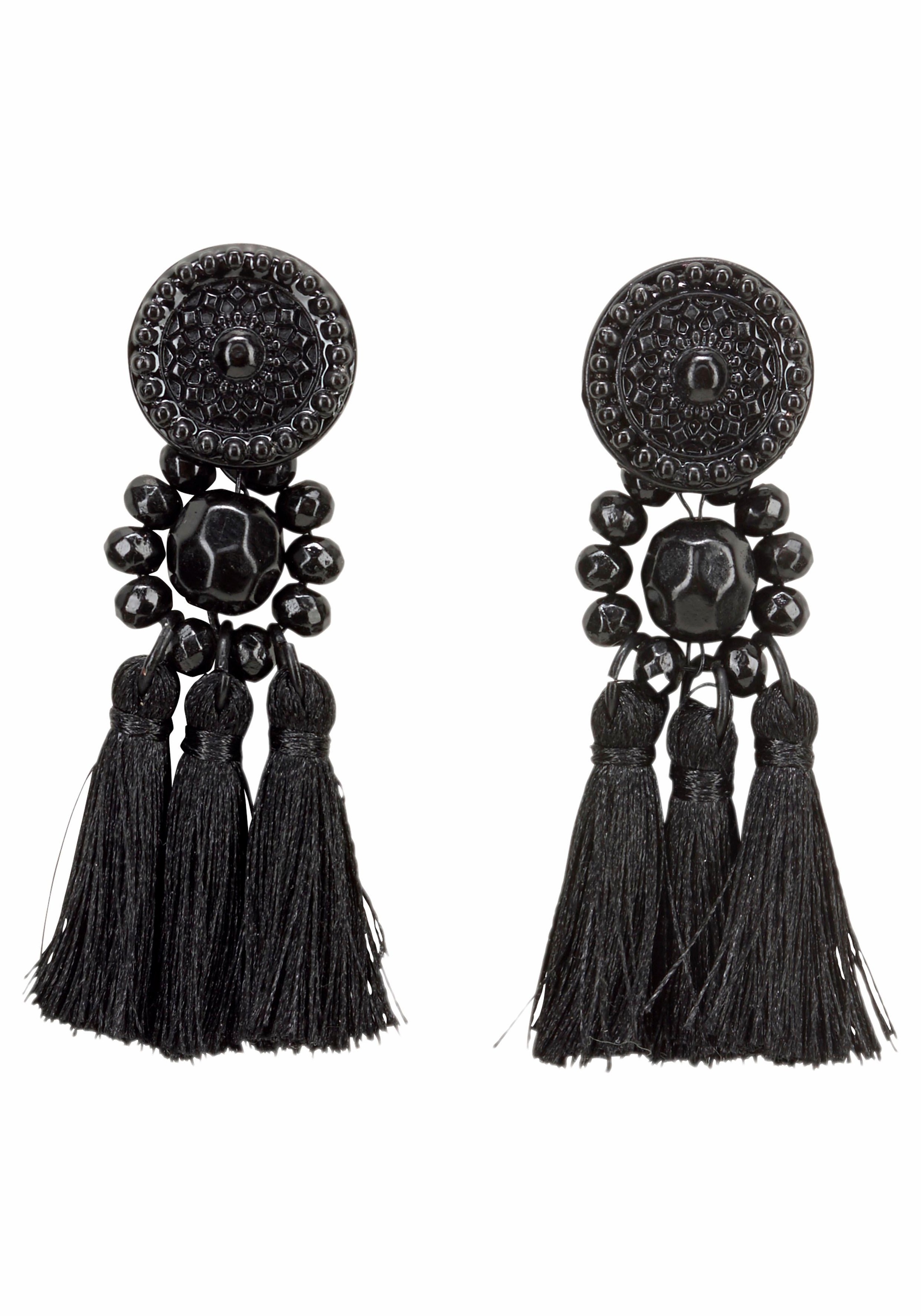 Image of J.Jayz Paar Ohrstecker »mit 3 kleinen Quasten, schwarz«, (1 tlg.), mit Zierperlen bei Ackermann Versand Schweiz