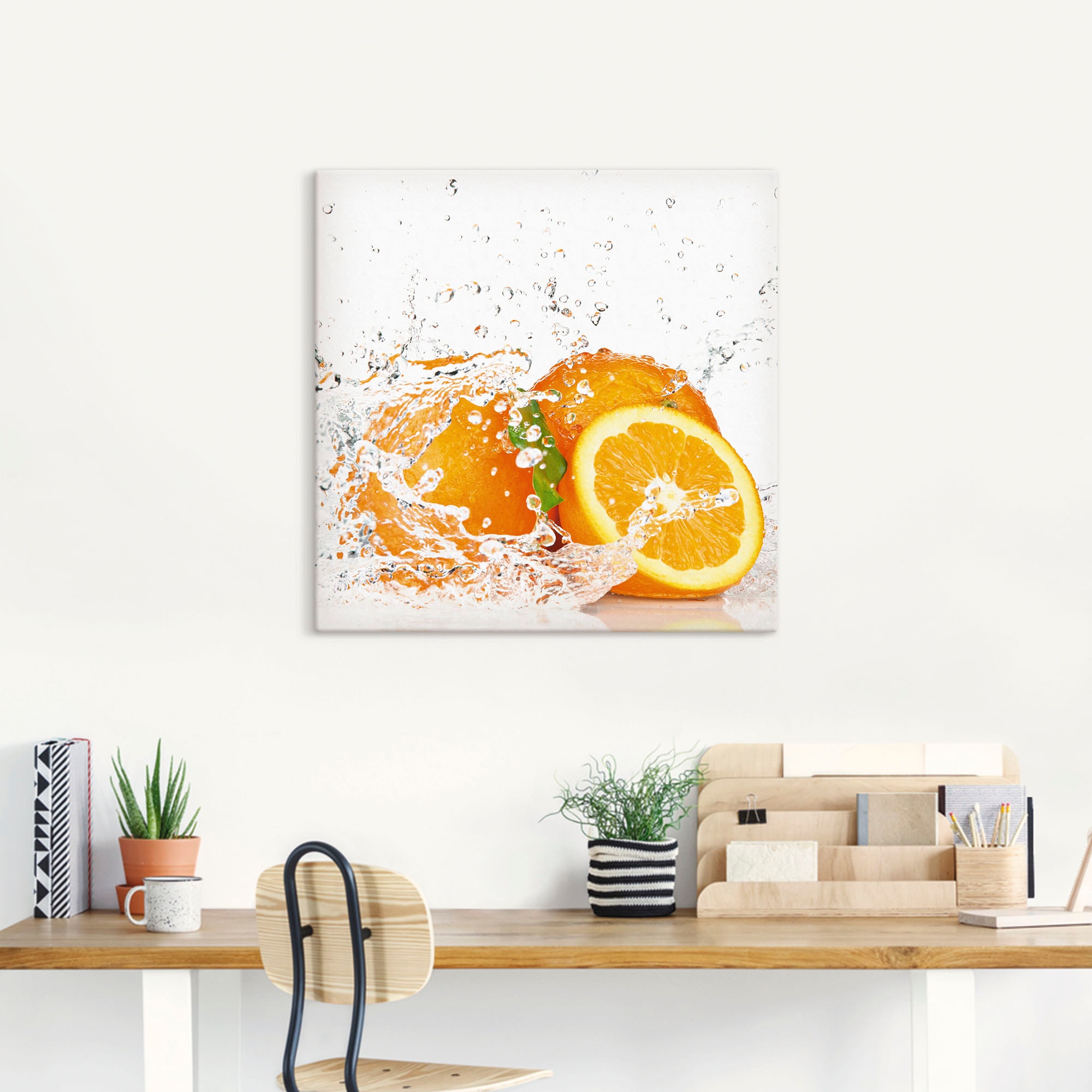 Artland Wandbild »Orange mit Spritzwasser«, Süssspeisen, (1 St.), als Leinwandbild, Poster, Wandaufkleber in verschied. Grössen
