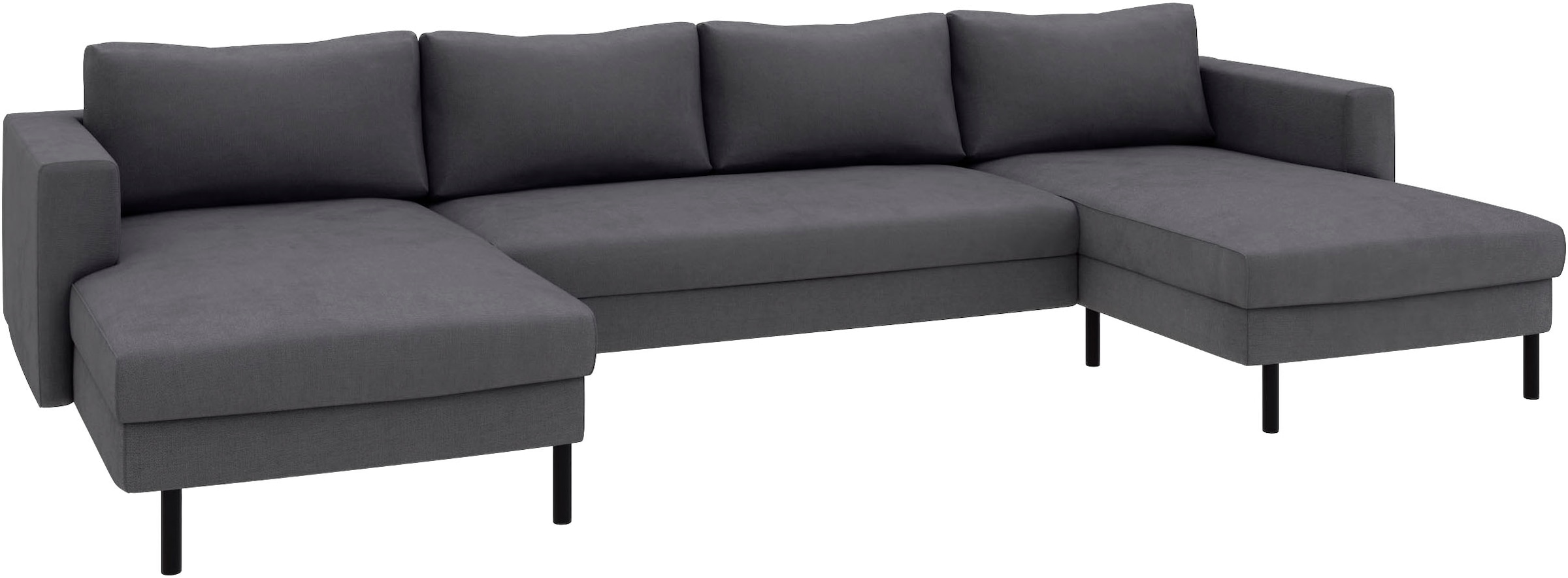 TRENDMANUFAKTUR Paysage de salon »Amazing II, wahlw. mit Schlaffunktion & Bettkasten, Fuss schwarz« Sofa in U-Form, in Cord, Struktur LEO o. Struktur LINO, Breite 305 cm