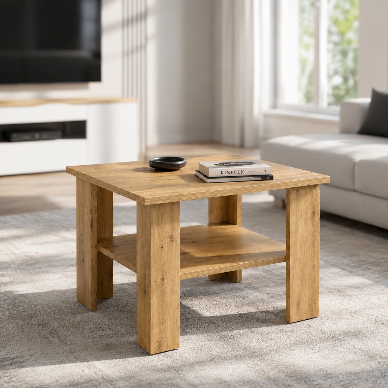 GOODproduct Couchtisch »CT 2 Wohnzimmertisch, Sofatisch, Beistelltisch, Kaffeetisch« Mit Ablage, quadratisch/rechteckig, weiss Hochglanz oder Artisan-Dekor