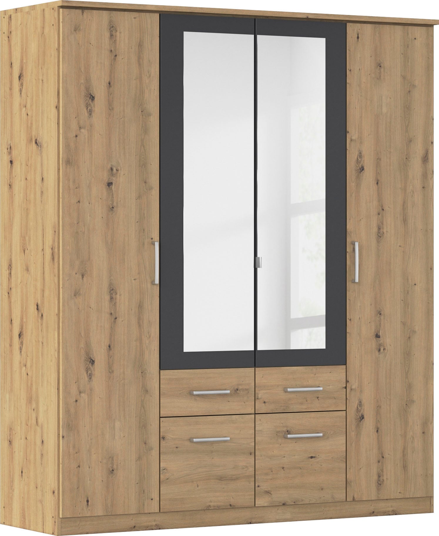 rauch Armoires à vêtements »Drehtürenschrank Schrank Garderobe BURANO« avec tiroirs et encadrement de miroir en contraste de couleur MADE IN GERMANY