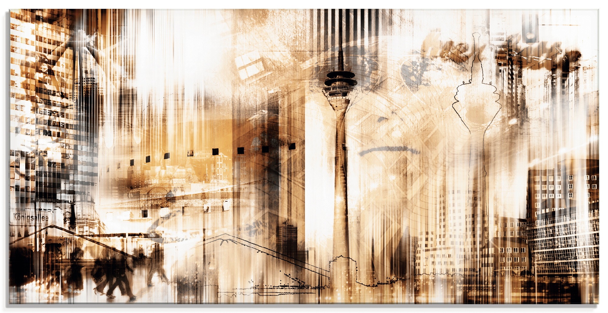 Image of Artland Glasbild »Düsseldorf Skyline Collage III«, Architektonische Elemente, (1 St.) bei Ackermann Versand Schweiz