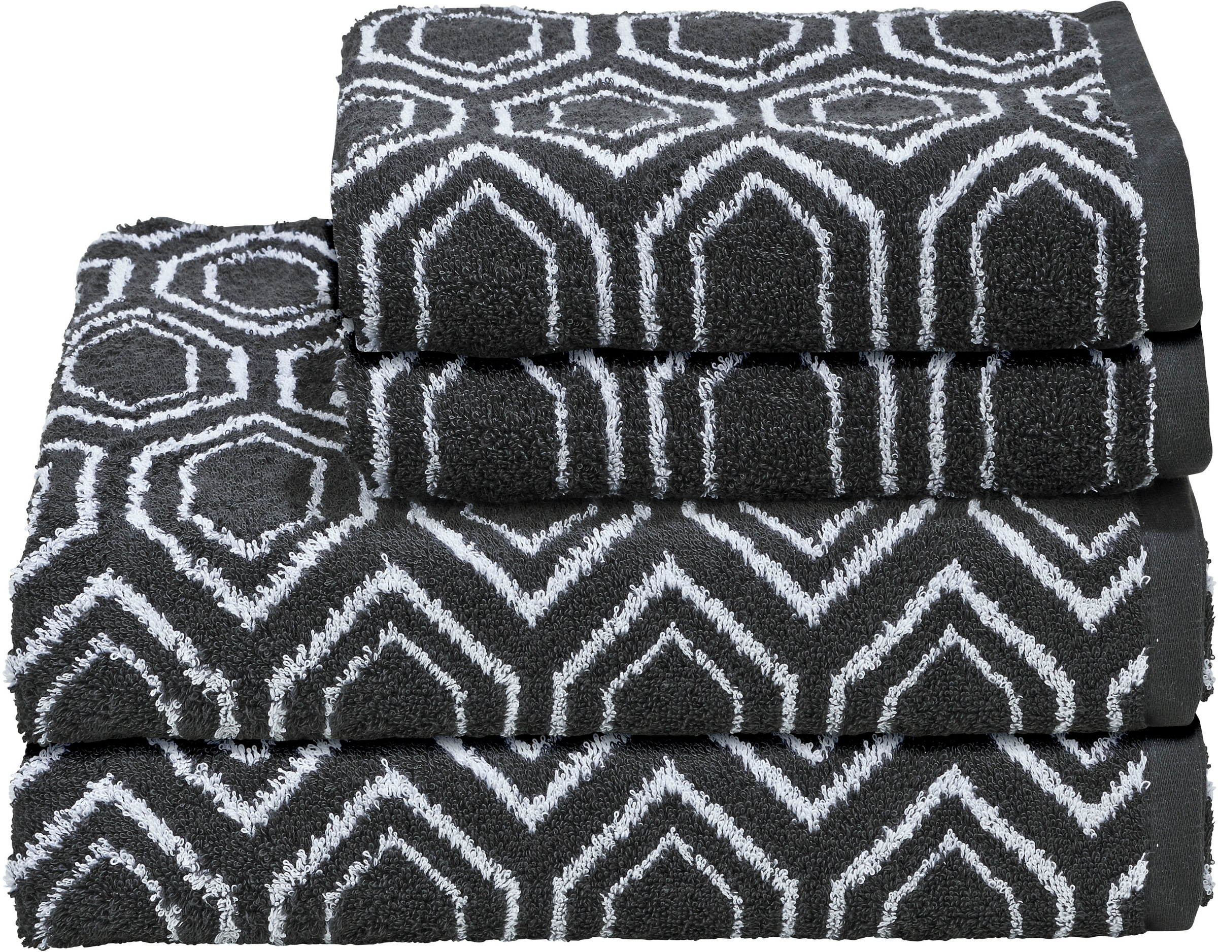 Image of done.® Handtuch Set »Daily Shapes Ethno«, Set, 4 tlg., Jacquard-Walkfrottier, 2x Handtücher & 2x Duschtücher, Jacquardgewebe, modernes Muster bei Ackermann Versand Schweiz